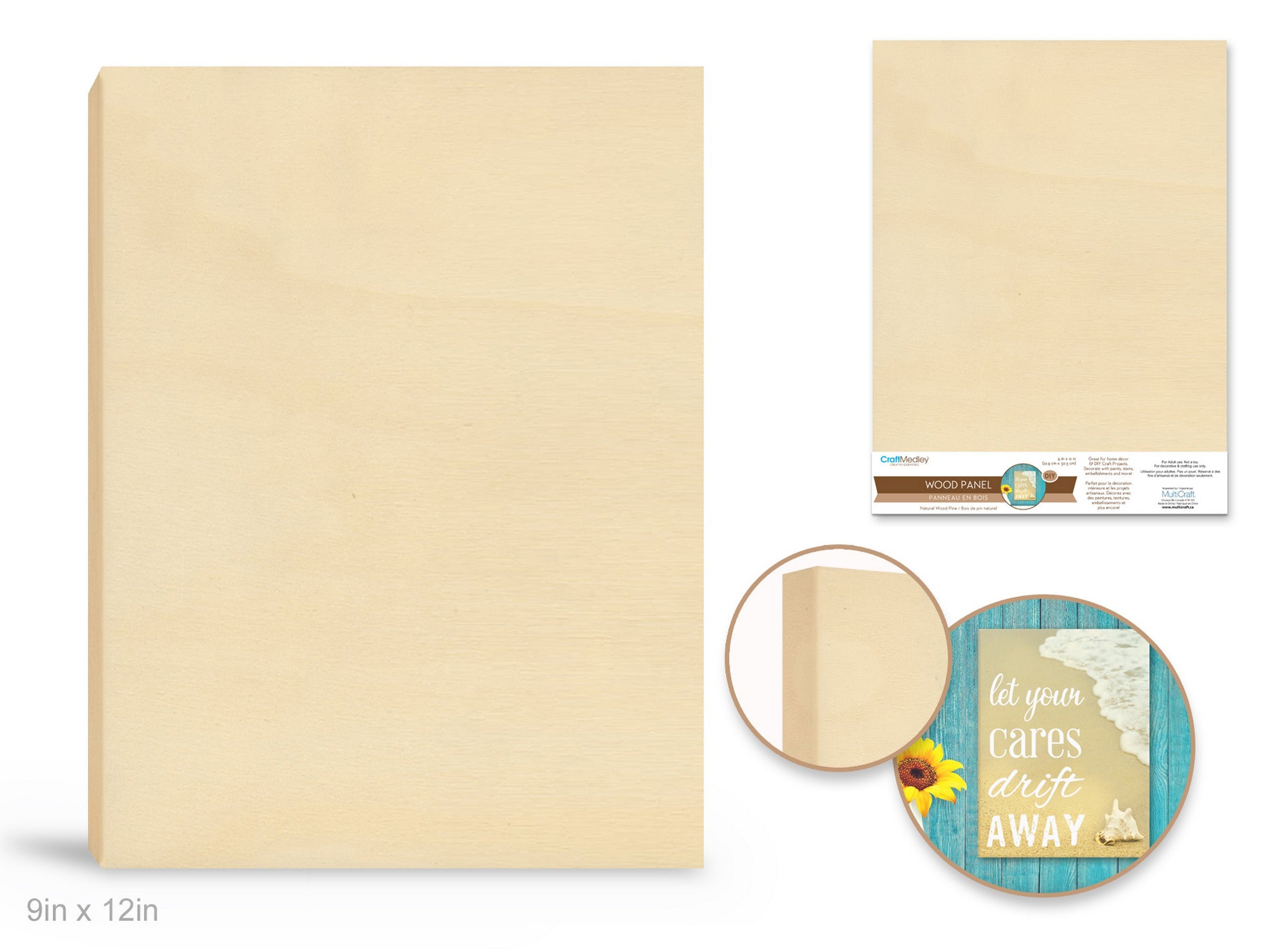 Craft Medley Wooden Panel Unpainted 9x12in