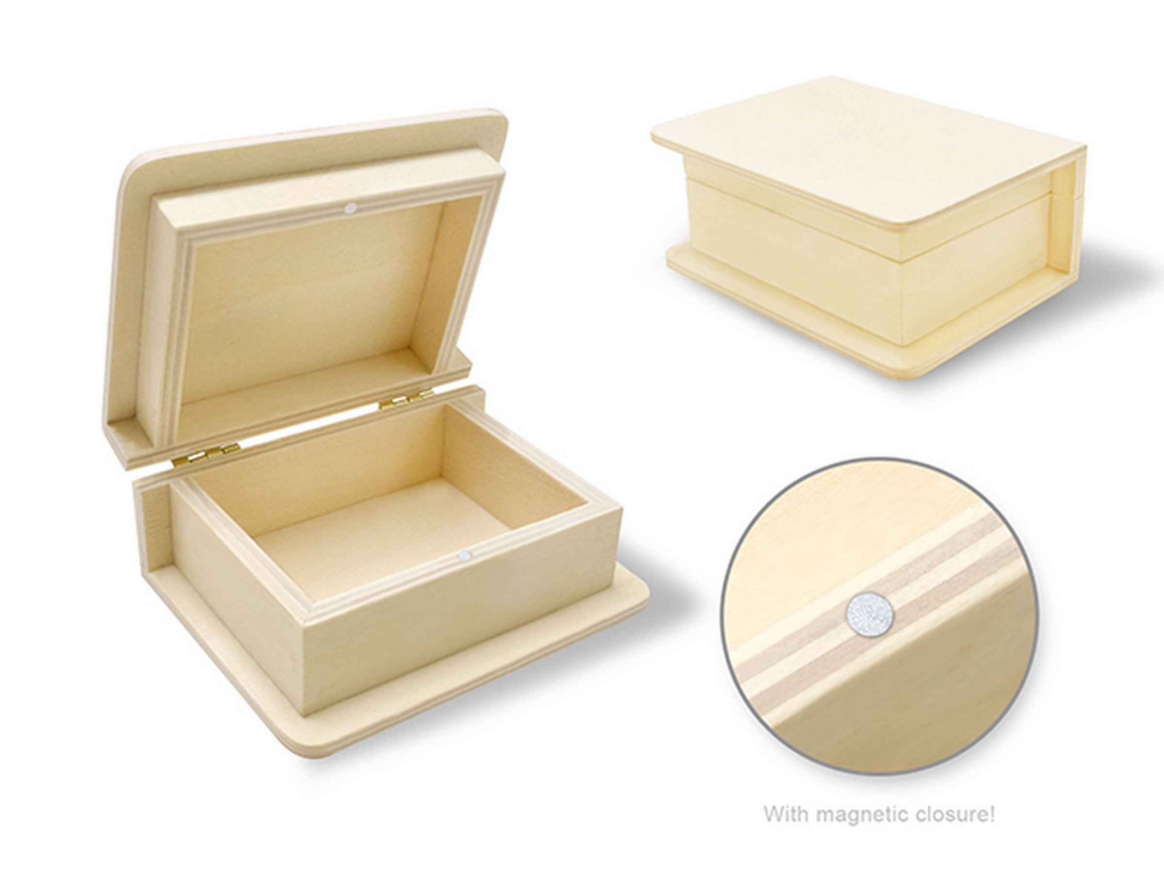 Wooden Box with Magnetic Closure Unpainted 3.75x3x1.6in