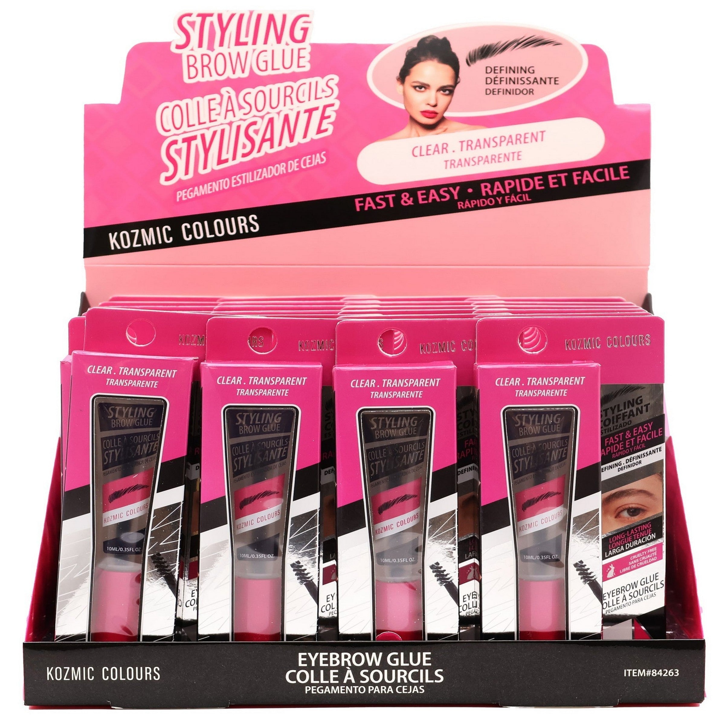 Kozmic Colours Styling Clear Eyebrow Glue - Cruetly Free - Sold Separately 0.35oz (10ml) 