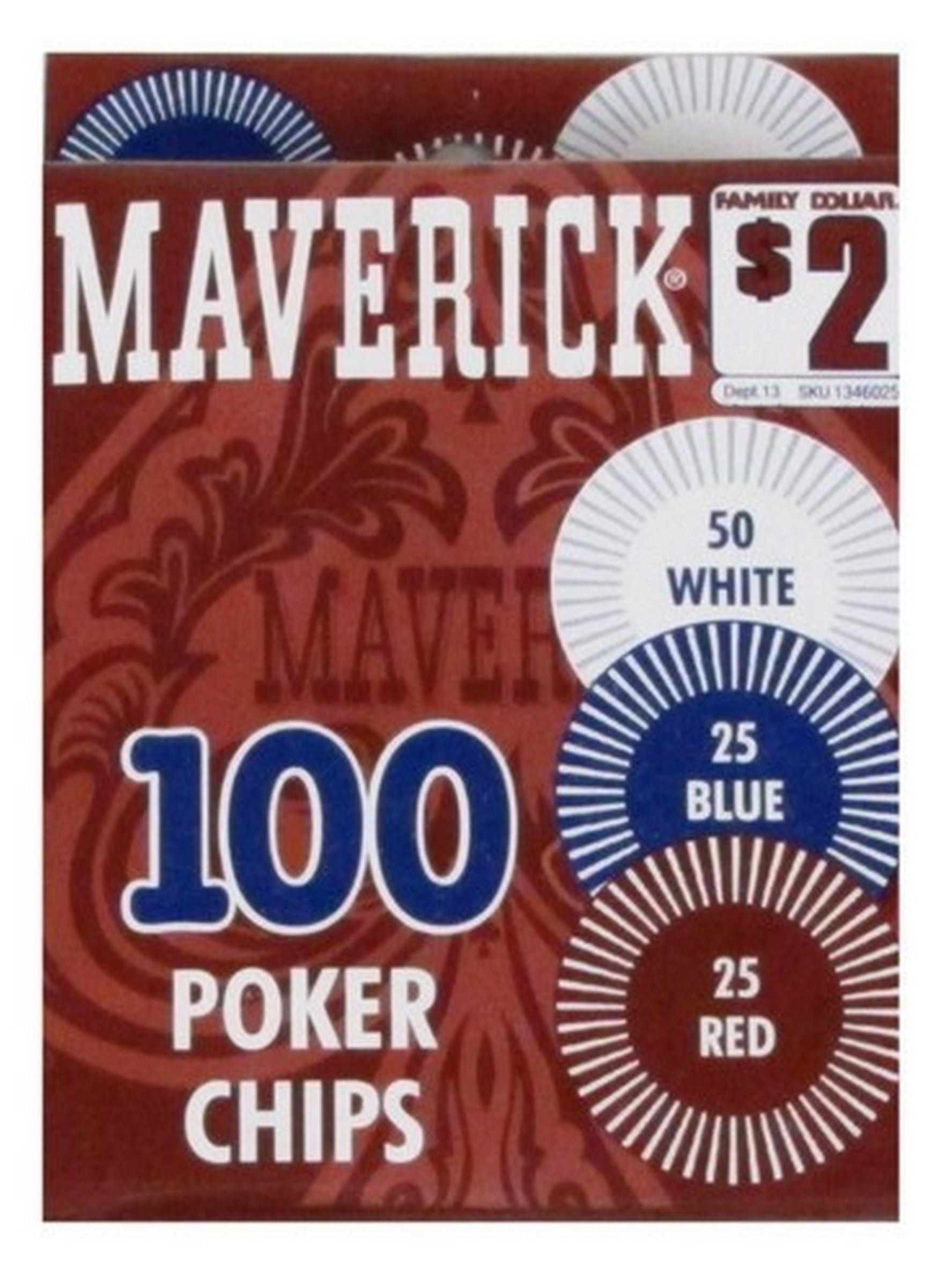 Maverick 100 Plastic Pocker Chips 1.5in