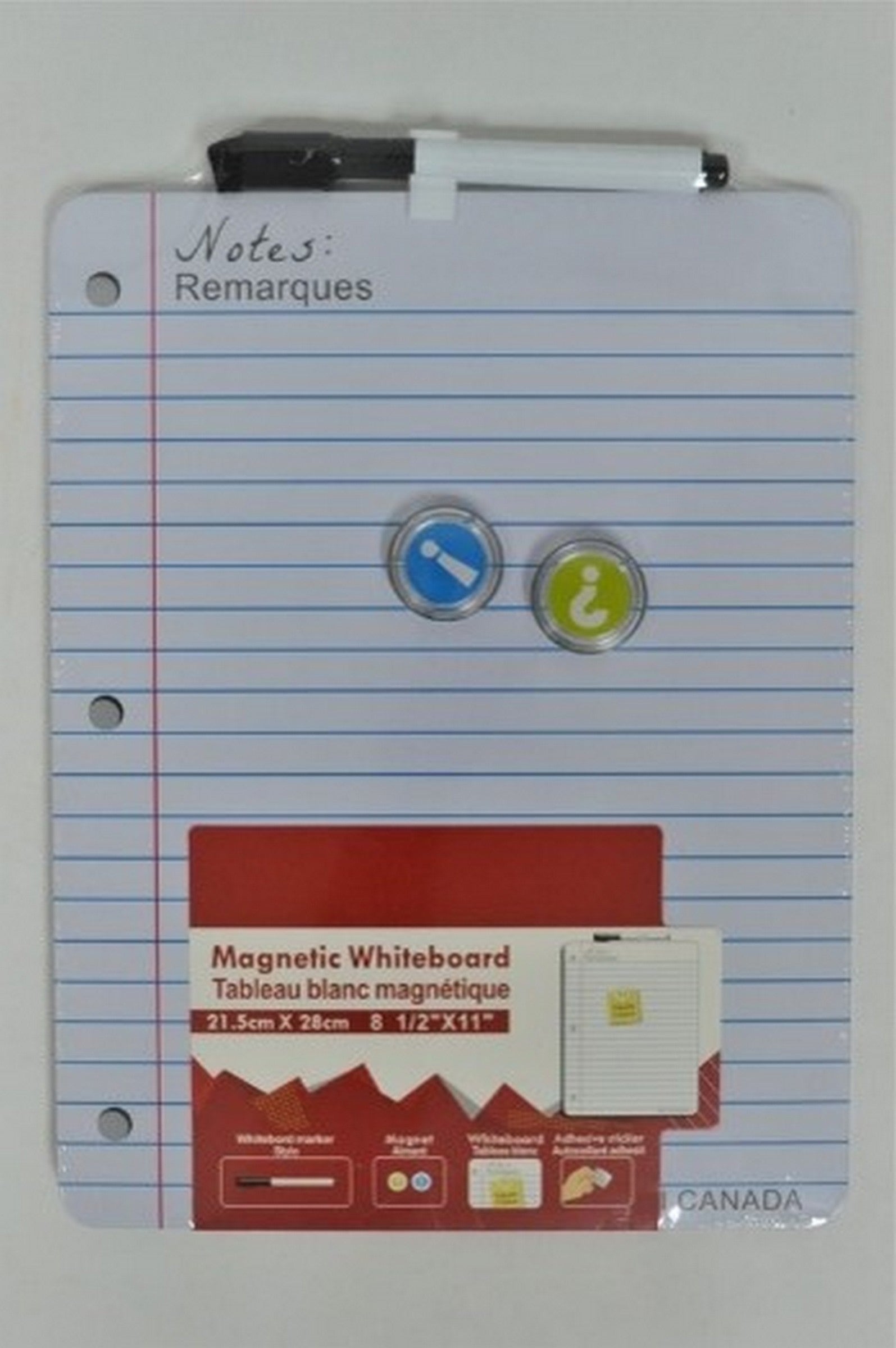 Magnetic Whiteboard with Pen and Magnets 8.5x11in