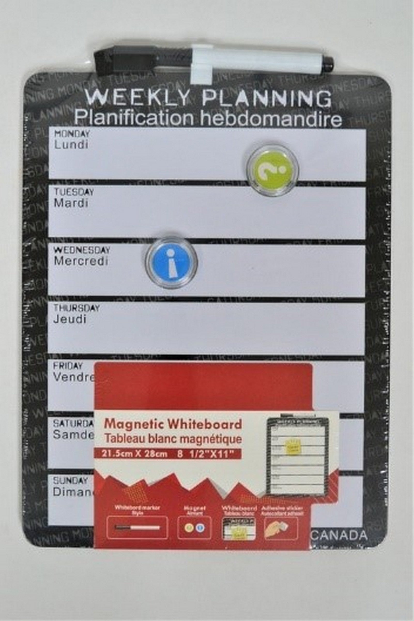 Magnetic Whiteboard - Weeklky Planning  8.5x11in 