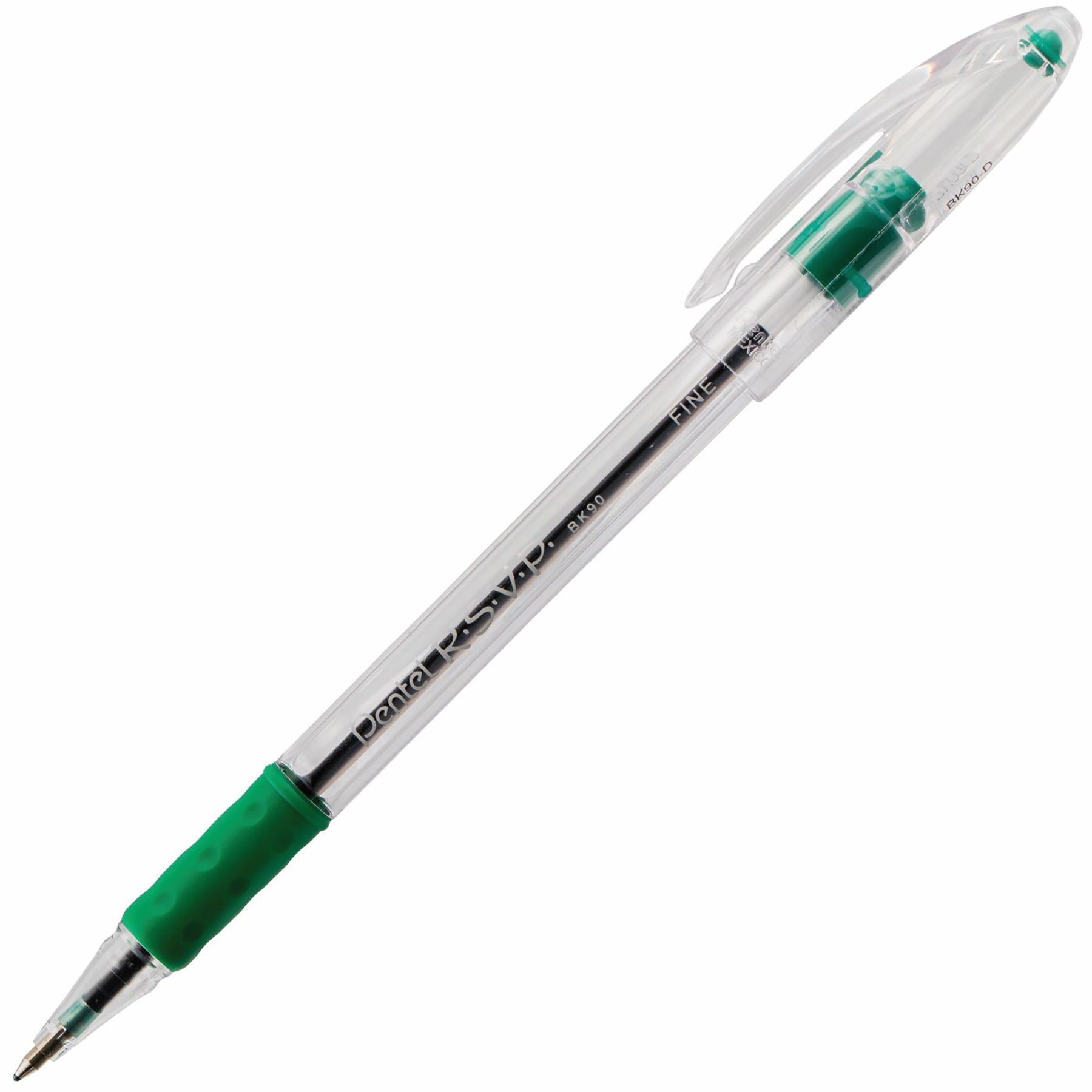 Pentel R.S.V.P. Ballpoint Pen with Cap Green Ink 0.7mm