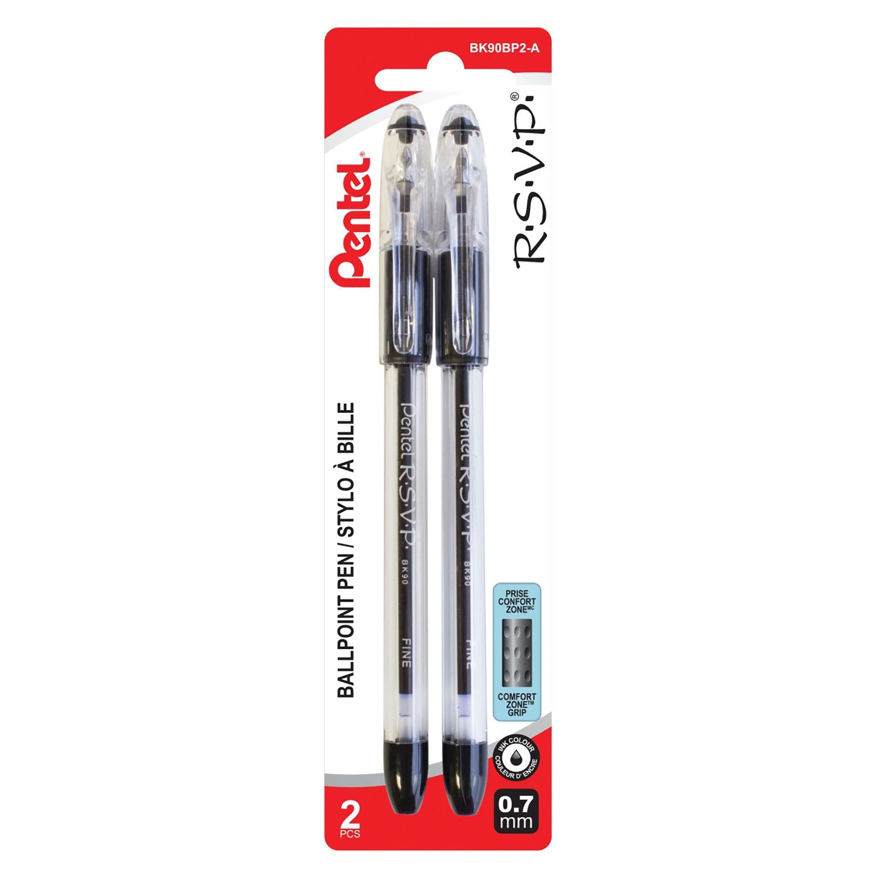 Pentel R.S.V.P. 2 Ballpoint Pens with Cap Black Ink 0.7mm