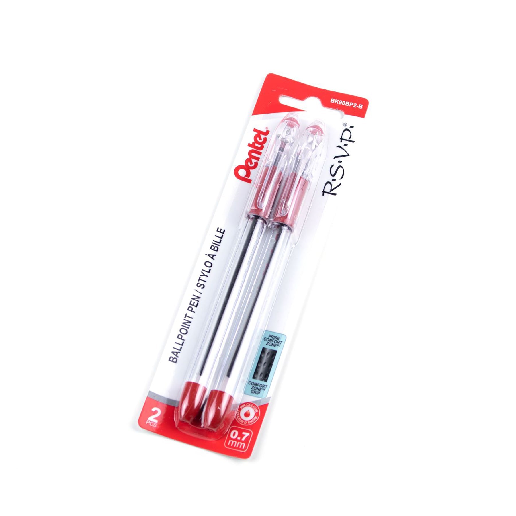 Pentel R.S.V.P. 2 Ballpoint Pens with Cap Red Ink 0.7mm