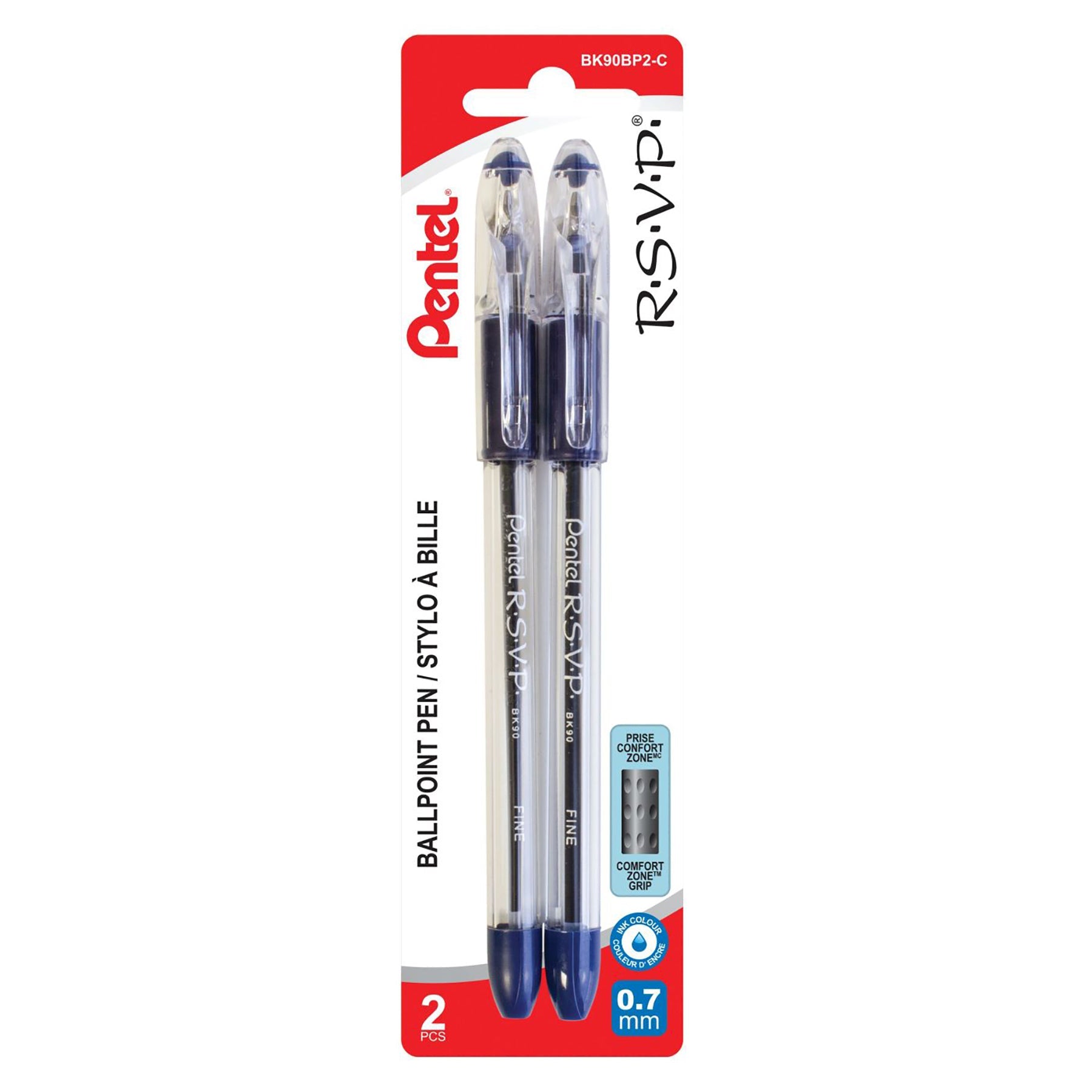 Pentel R.S.V.P. 2 Ballpoint Pens with Cap Blue Ink 0.7mm