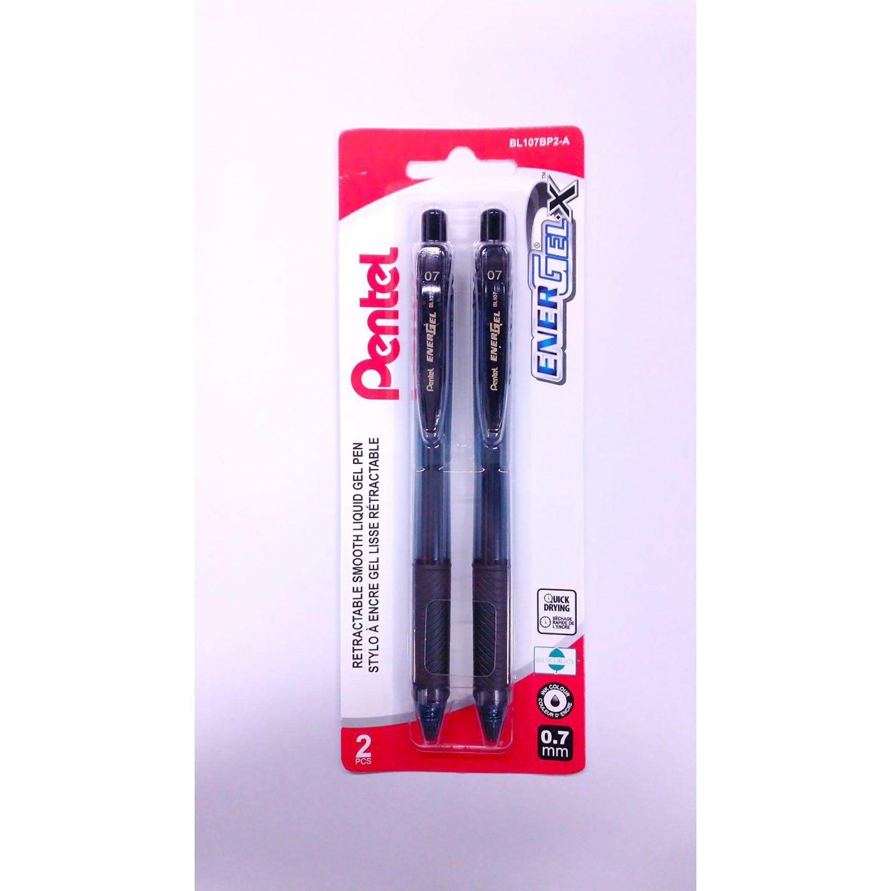 Pentel EnerGel 2 Retractable Gel Roller Pens Black Ink 0.7mm