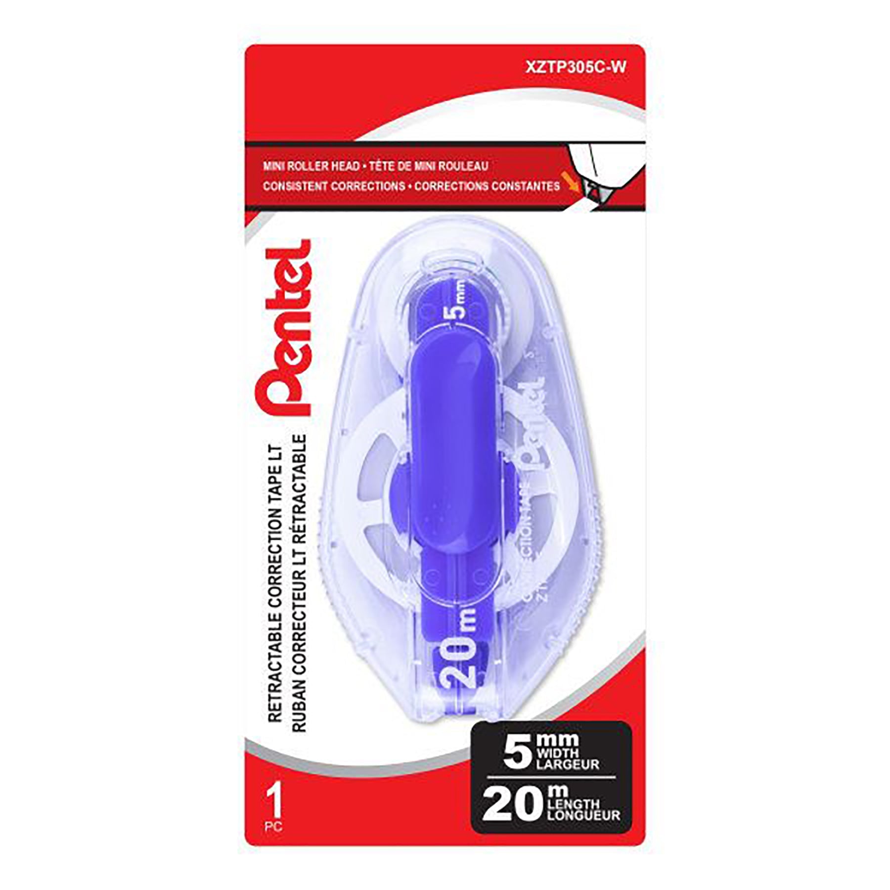 Pentel Correction Tape with an Advanced Mini Roller Head 20m