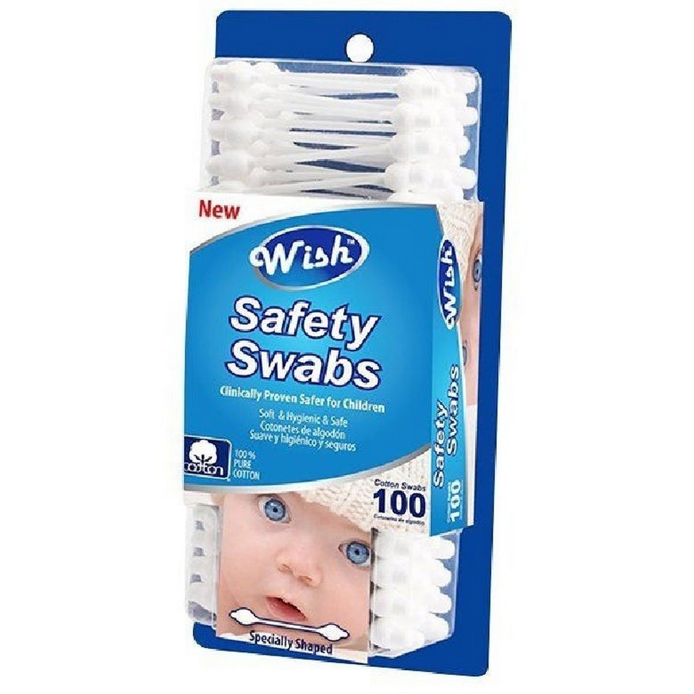 Wish 100 Safety Cotton Swabs - Plastic Sticks - Designed for Baby 