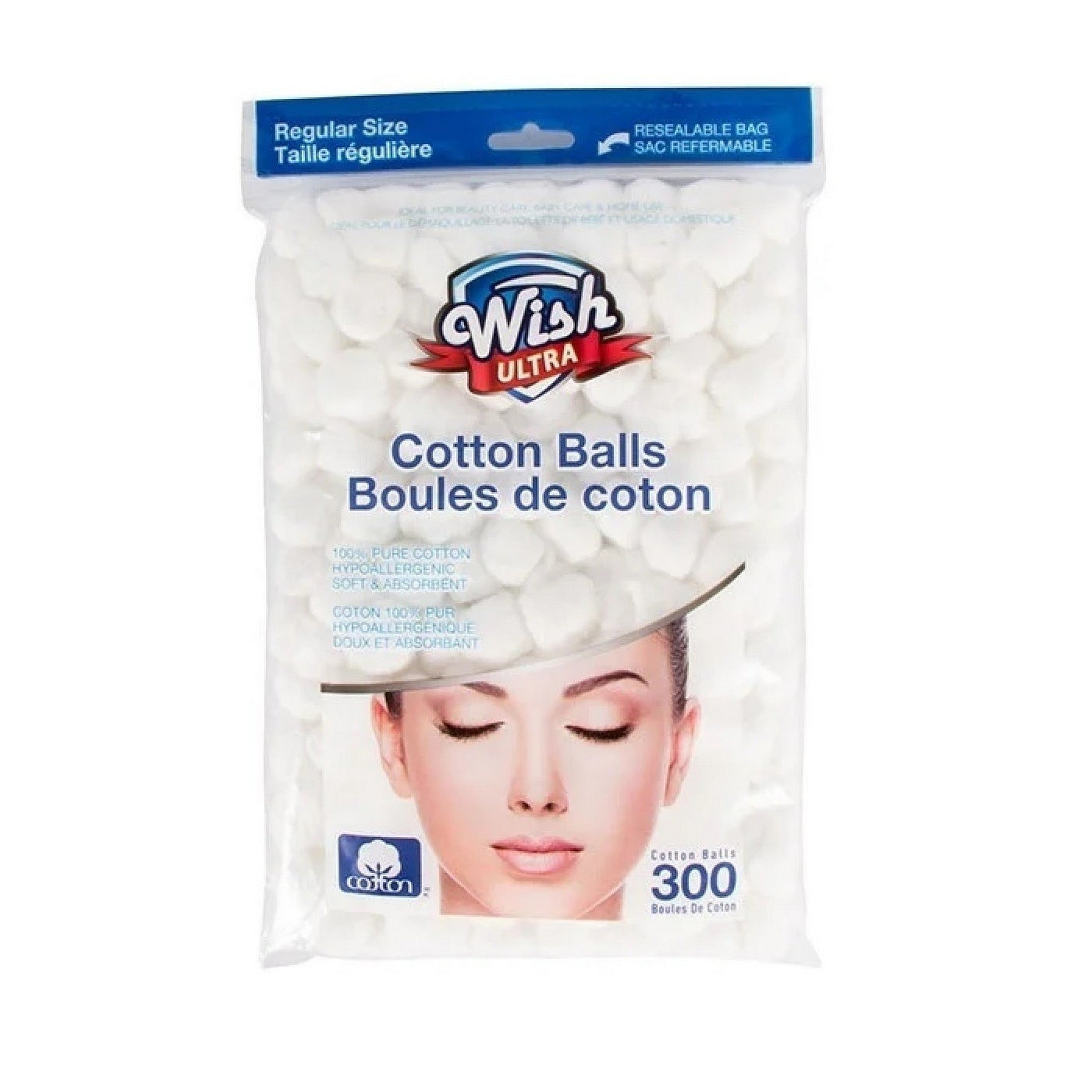 Wish 300 Regular Cotton Balls - 100% Cotton 