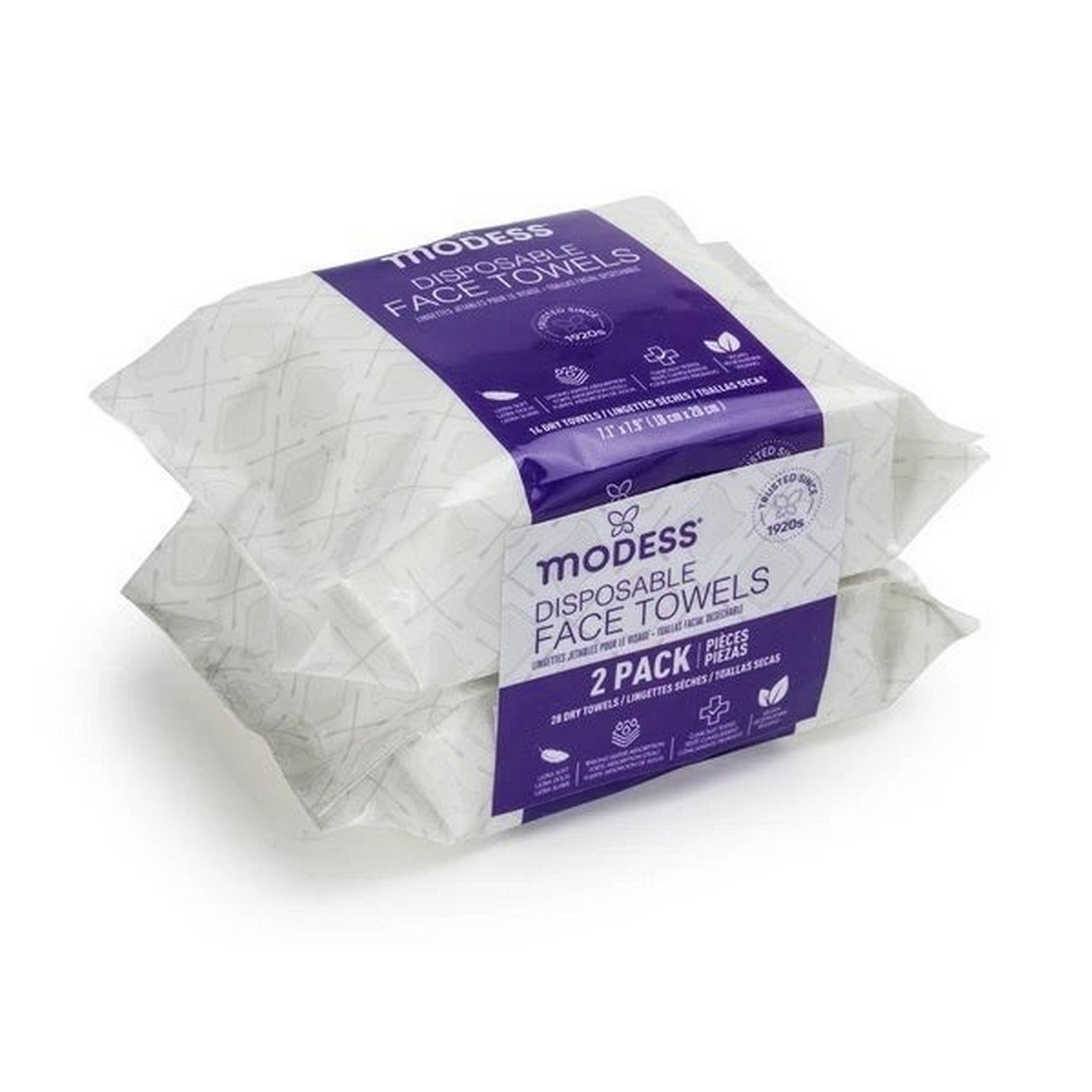 Modess 2x14 Disposable Dry Face Towels 7.1x7.9in