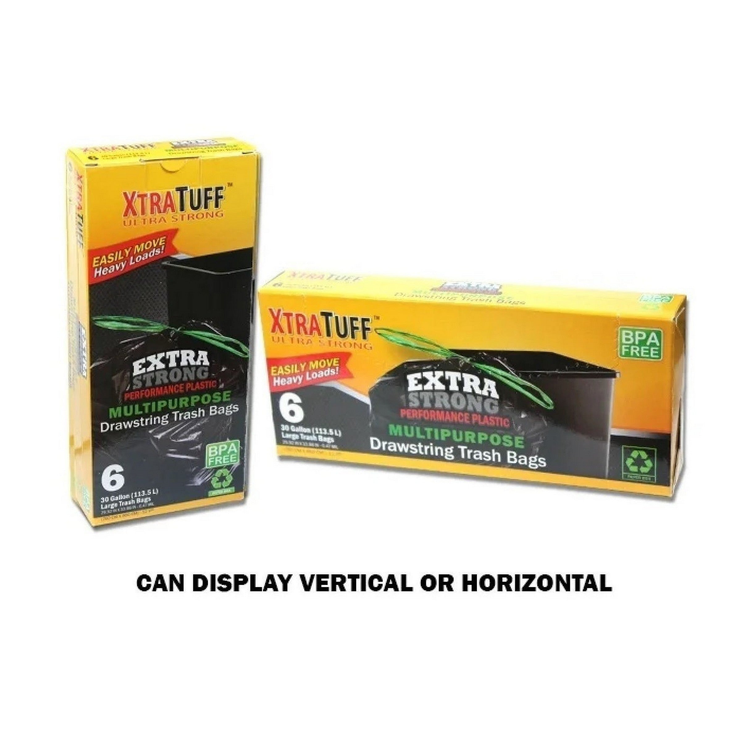 Xtra Tuff 6 Black Drawstring Trash Bags 30 gal 29.9x33.8in 