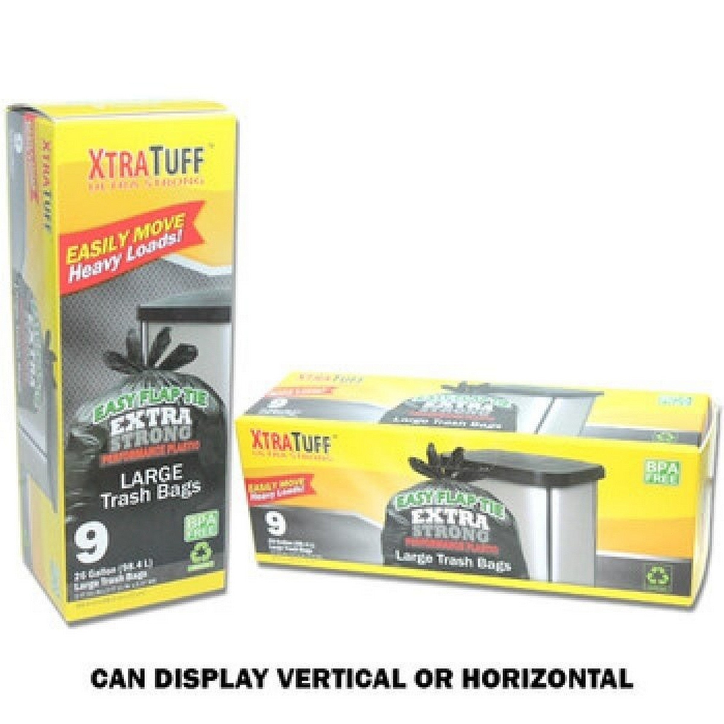 Xtra Tuff 9 Black Flap Tie Trash Bags 26 gal 27.5x35in