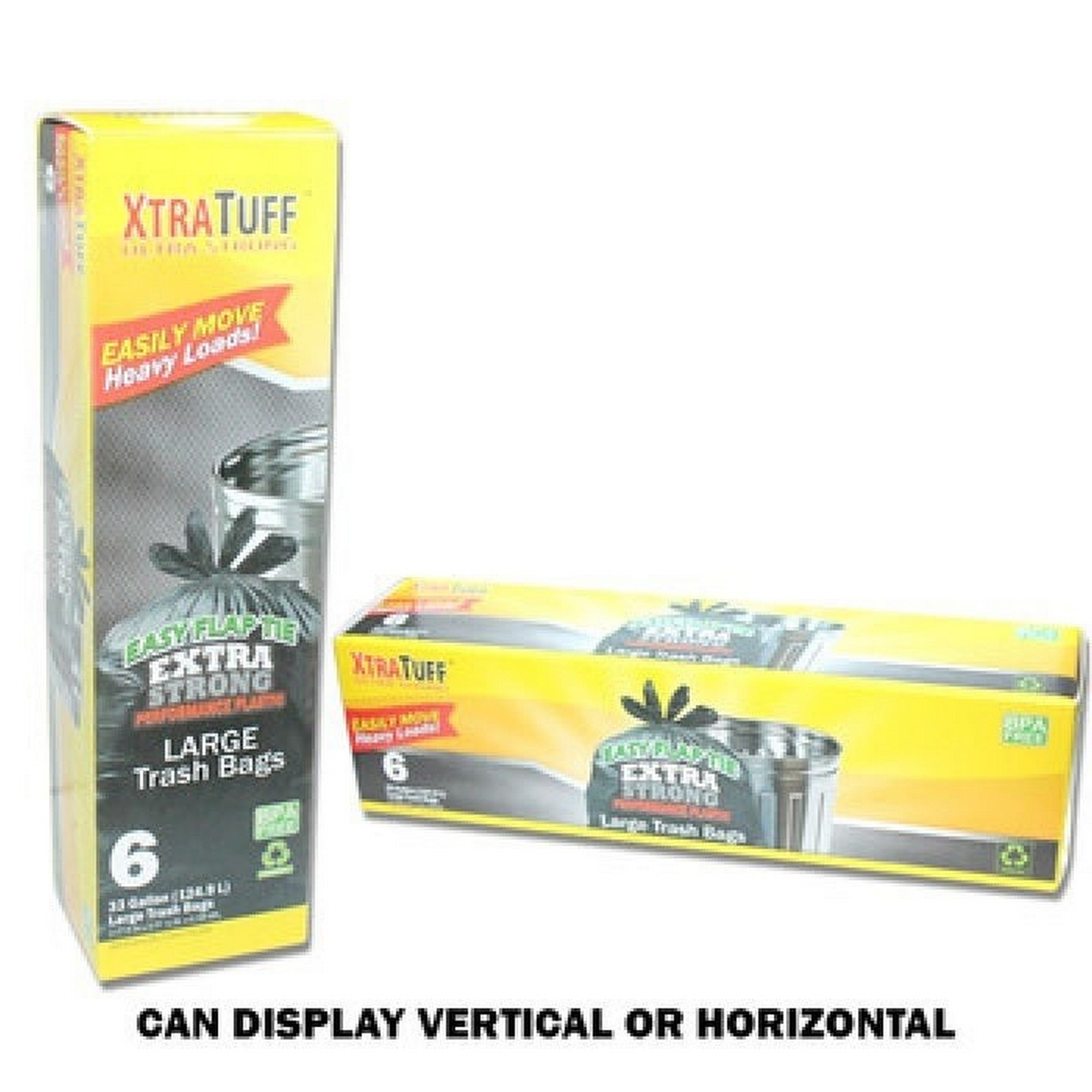 Xtra Tuff 6 Black Flap Tie Trash Bags 33 gal 33x36.5in
