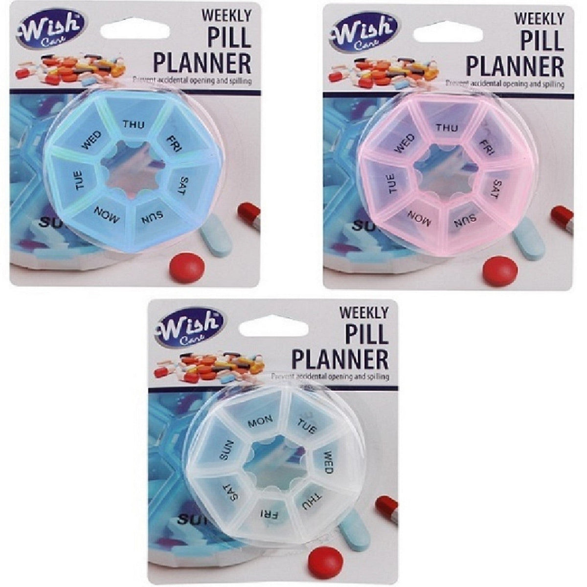 Wish Plastic Weekly Pill Planner 3.4x0.7in  VRT
