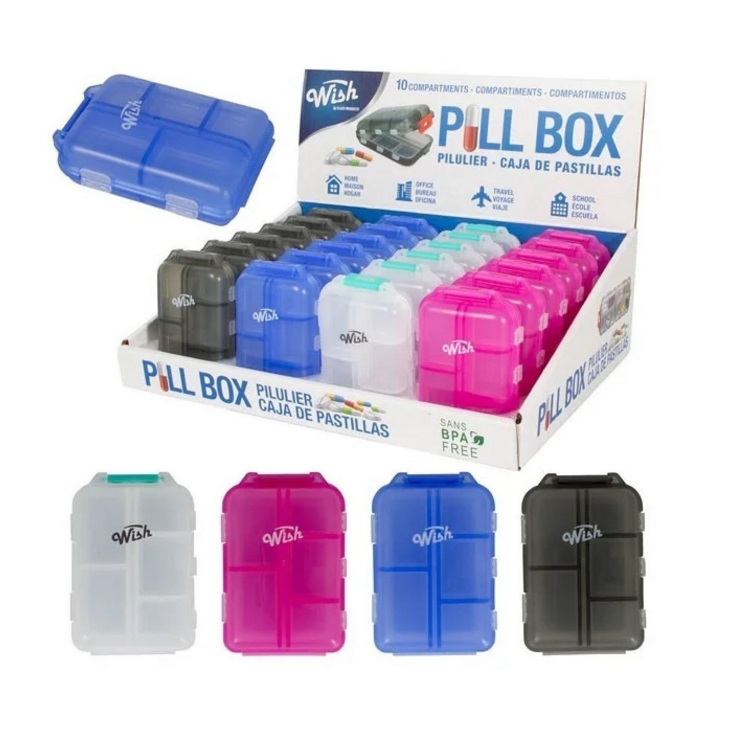 Wish Plastic Pill Box with 10 Compartments VRT