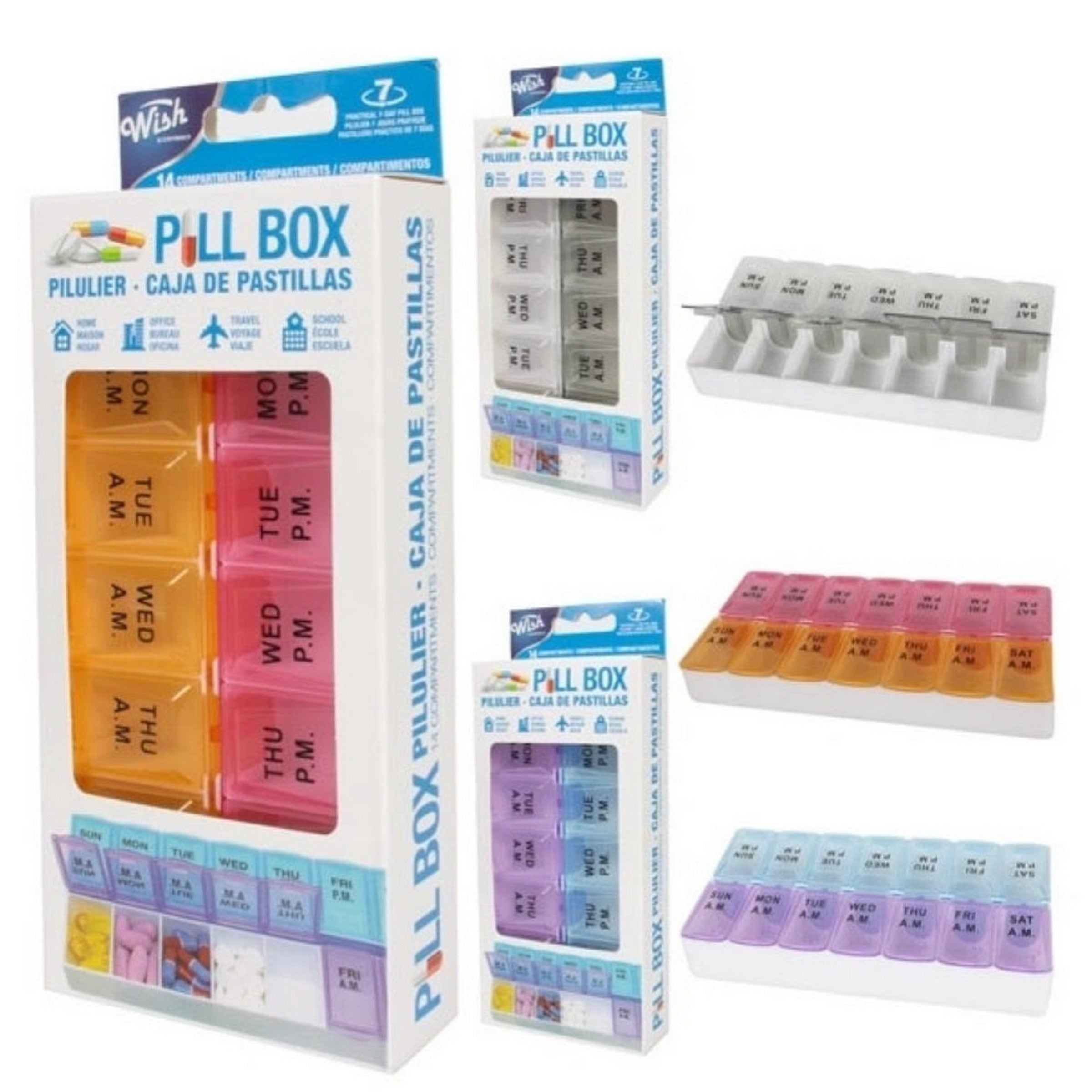Wish Plastic AM and PM Weekly Pill Planner 7x3.5x1.1in  VRT