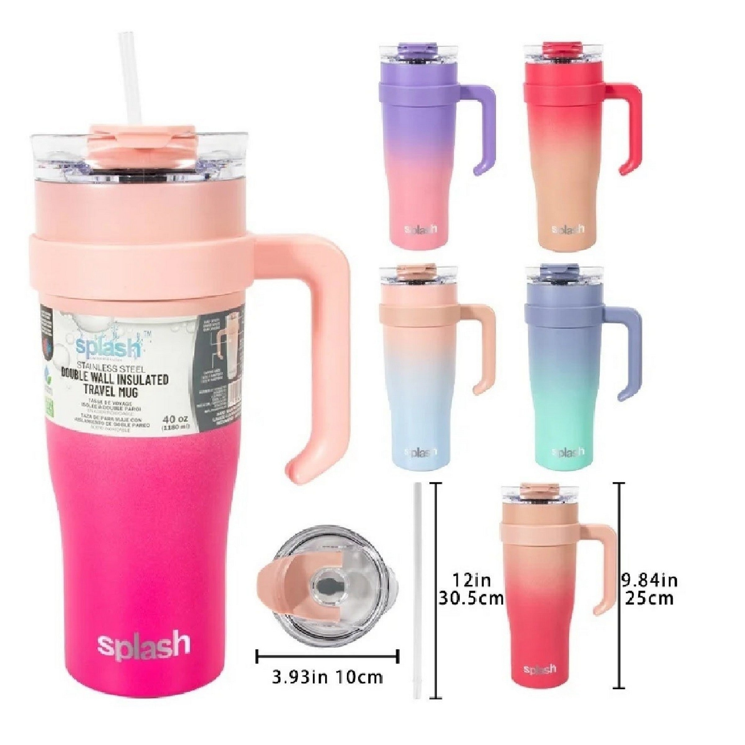 Double Wall Insulated Stainless Steel 2 Tone Travel Mug 40oz VRT