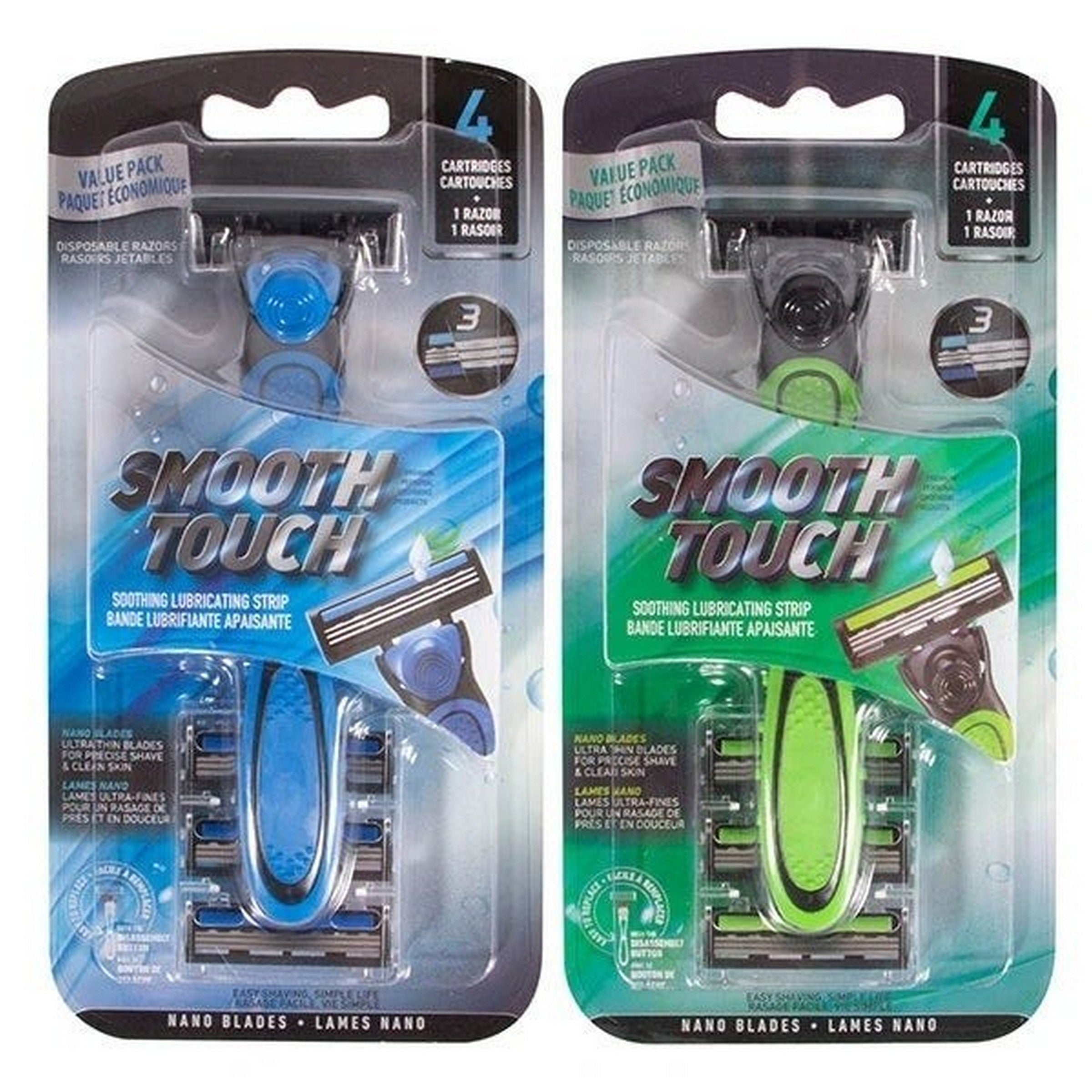 Smooth Touch Triple Blade Razor with 4 Cartidges 5.5in VRT 