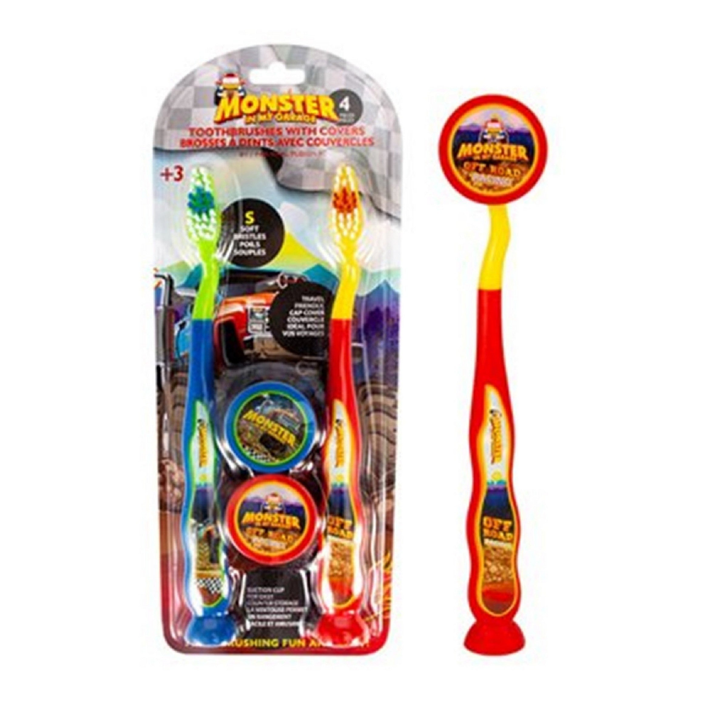 Oral Fusion Toothbrushes with Covers 4pcs - Monster Truck 6.6in