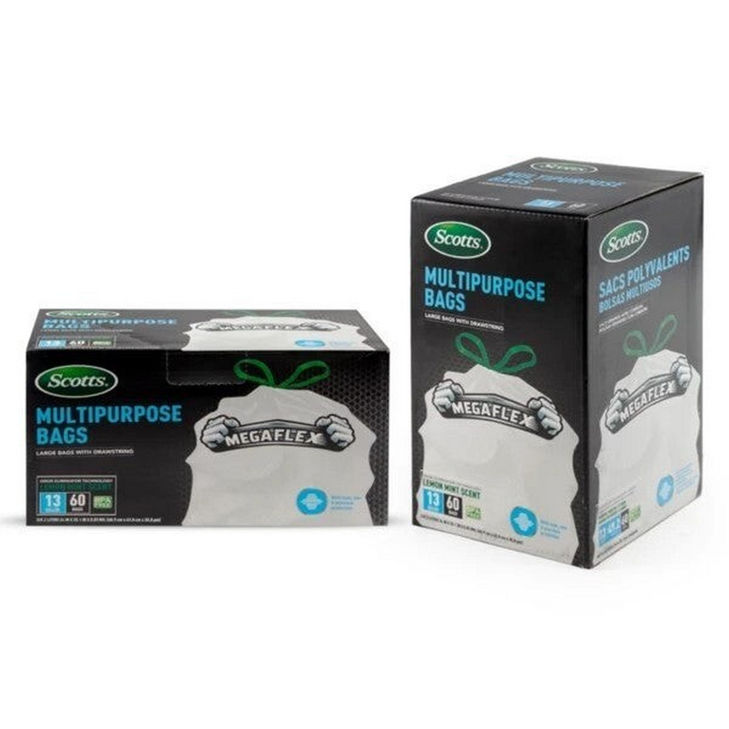 Scotts 52 White Drawstring Flex Trash Bags - Lemon Mint Scent 8 gal 22.3x23in 