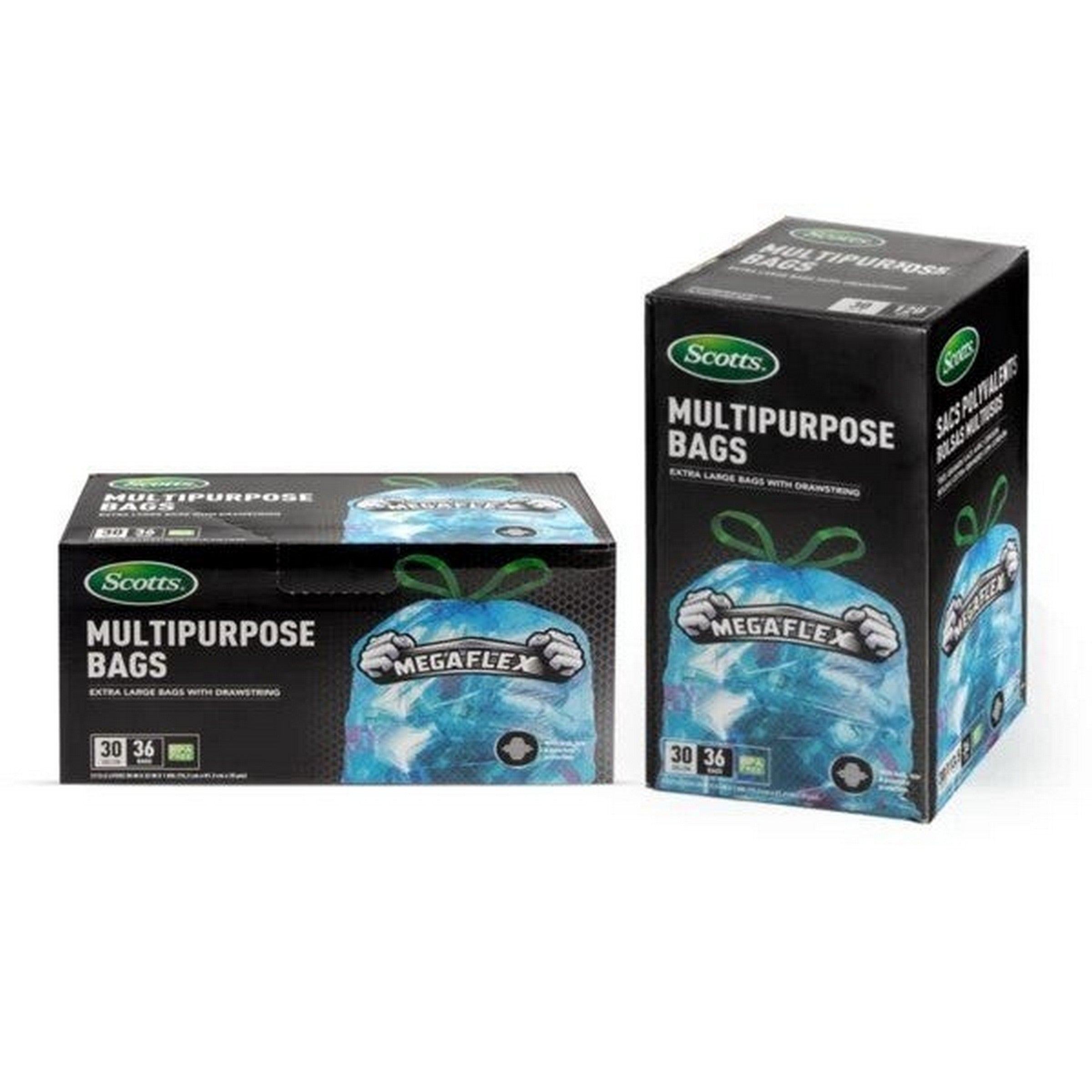 Scotts 36 Black Drawstring Flex Trash Bags 30 gal 30x32in 