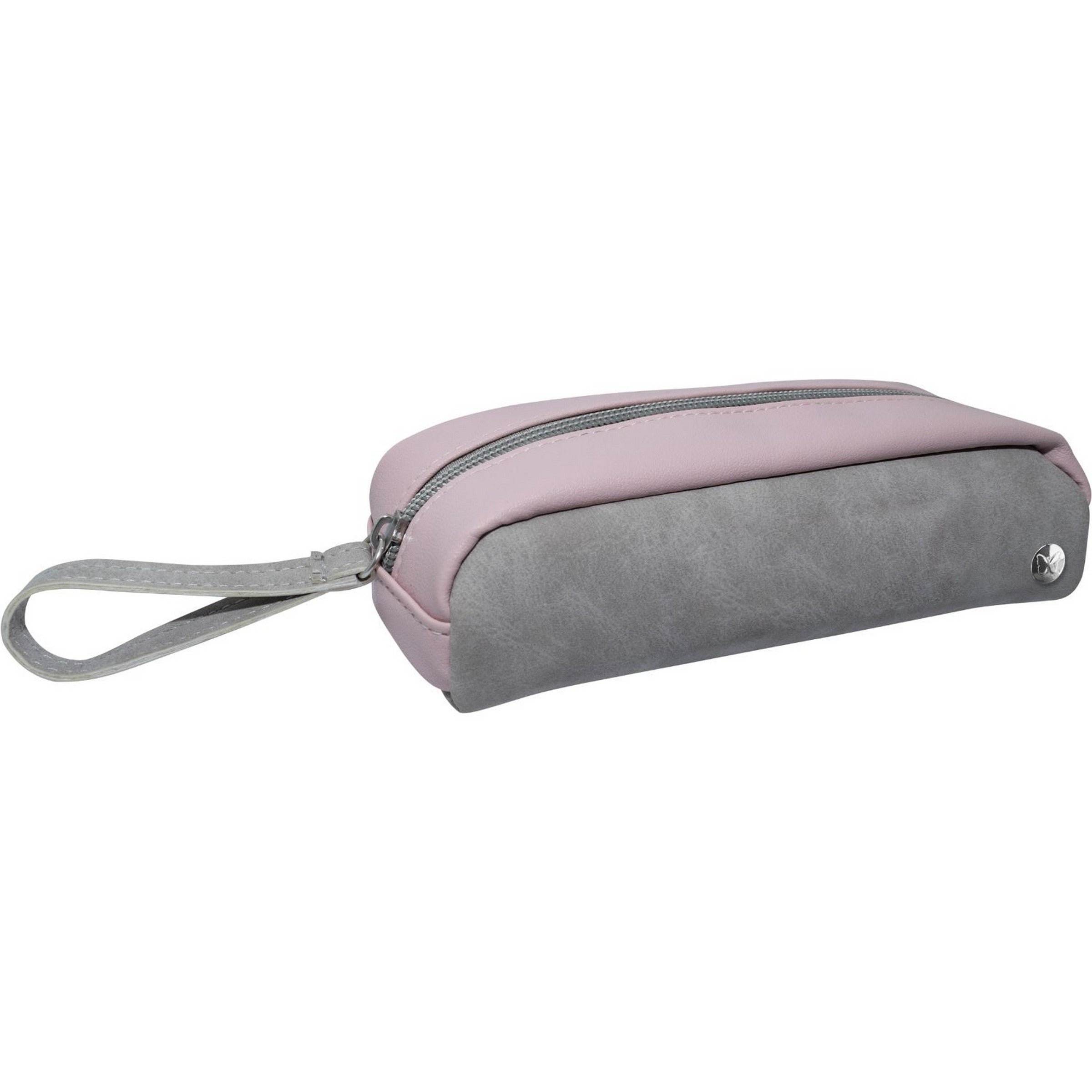 Elite Toob Leatherette 1 Compartment Pencil Case - Pink/Grey 8x3.25x2in