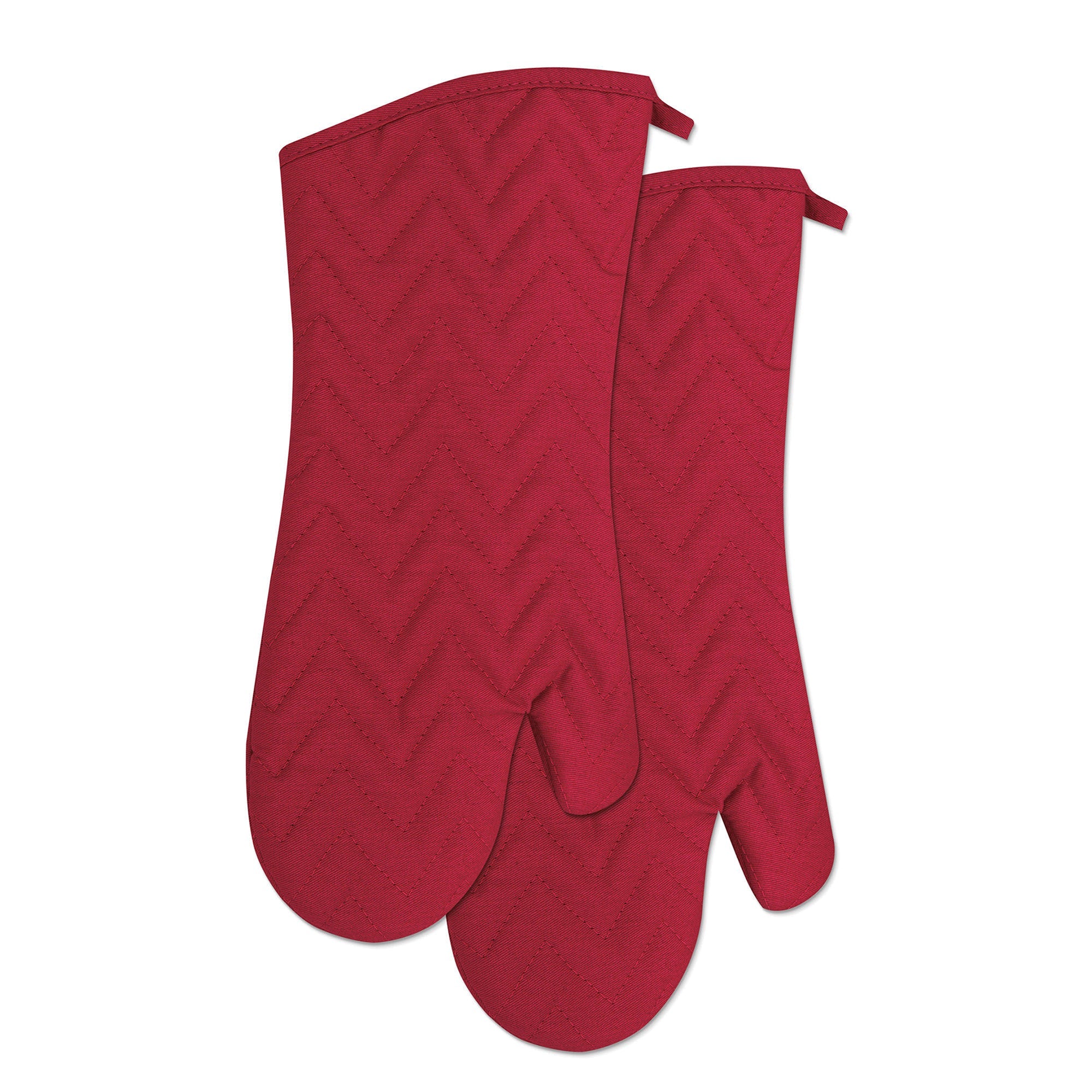 2 Red Woven Oven Mitts 100% Cotton 7x14in