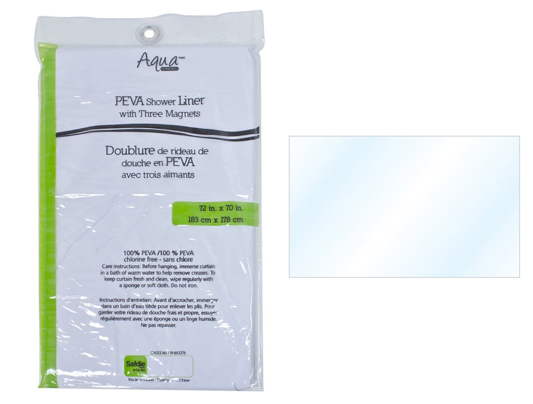 Peva Shower Curtain Liner with 3 Magnets - Clear 70x72in
