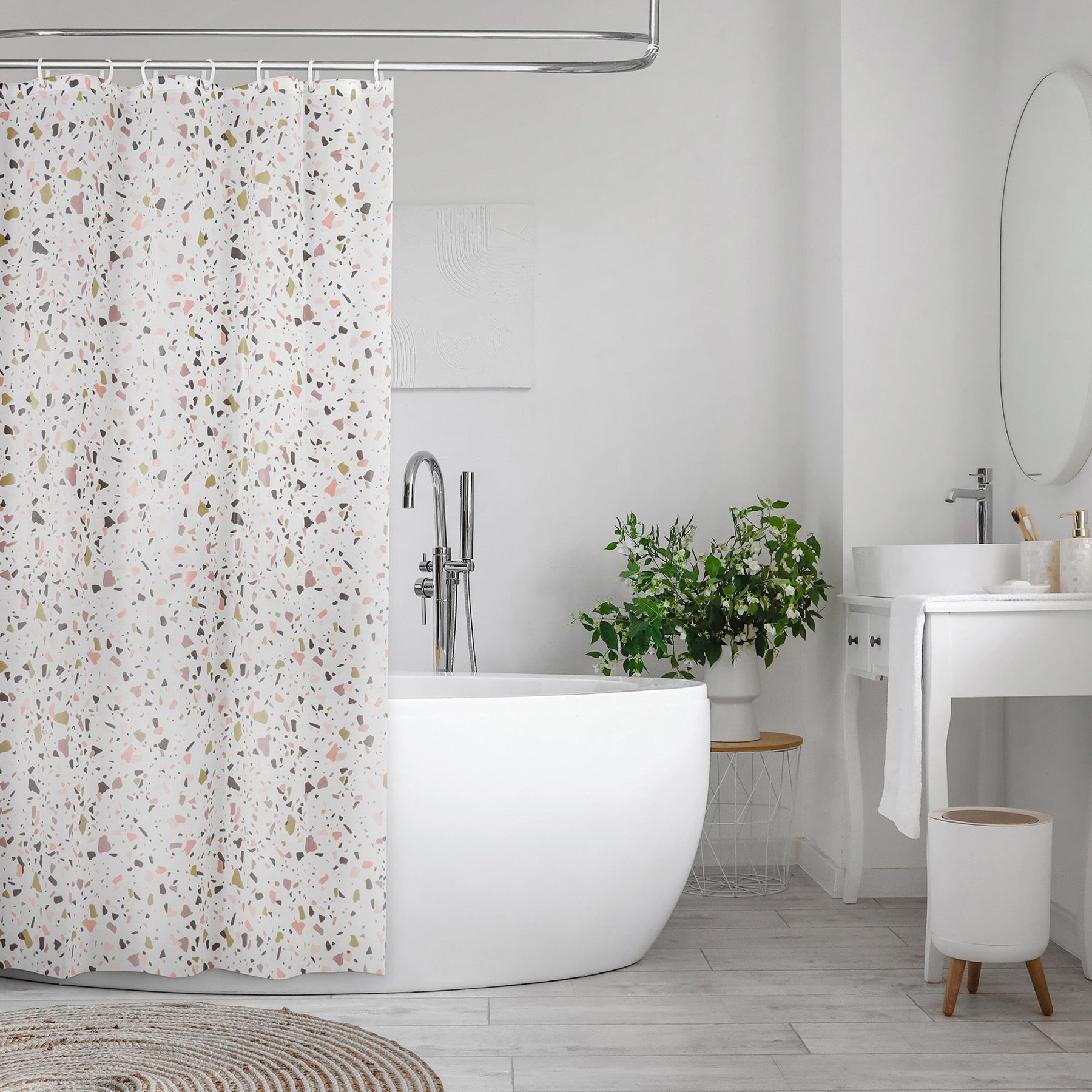 Peva Printed Shower Curtain with Metal Grommets - Terracota 70x72in