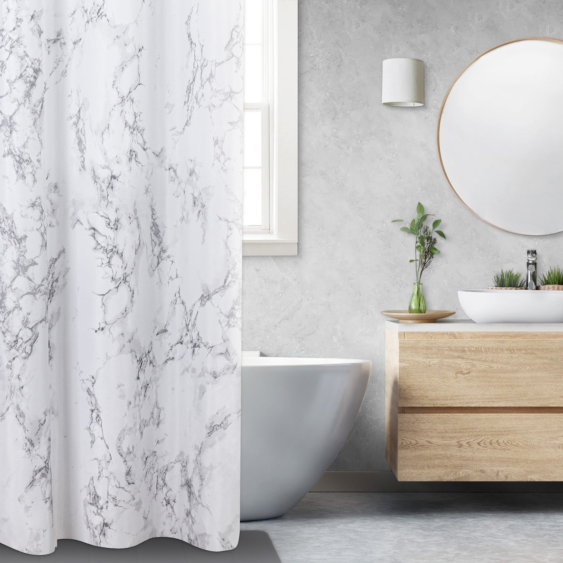 Printed Fabric Shower Curtain 100% Polyester - Marble 70x72in