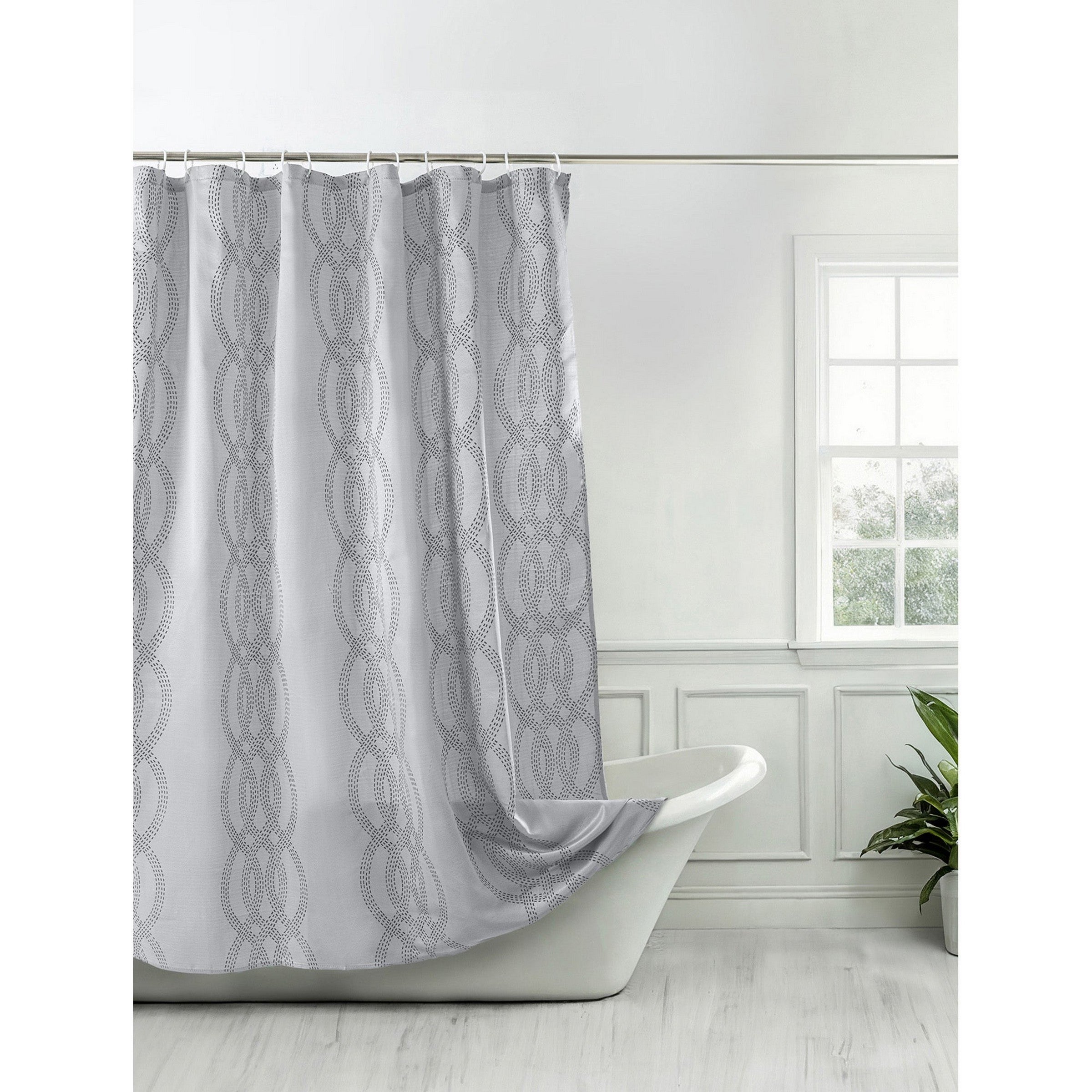 Woven Solid Jacquard Shower Curtain 100% Polyester - Light Grey 70x72in