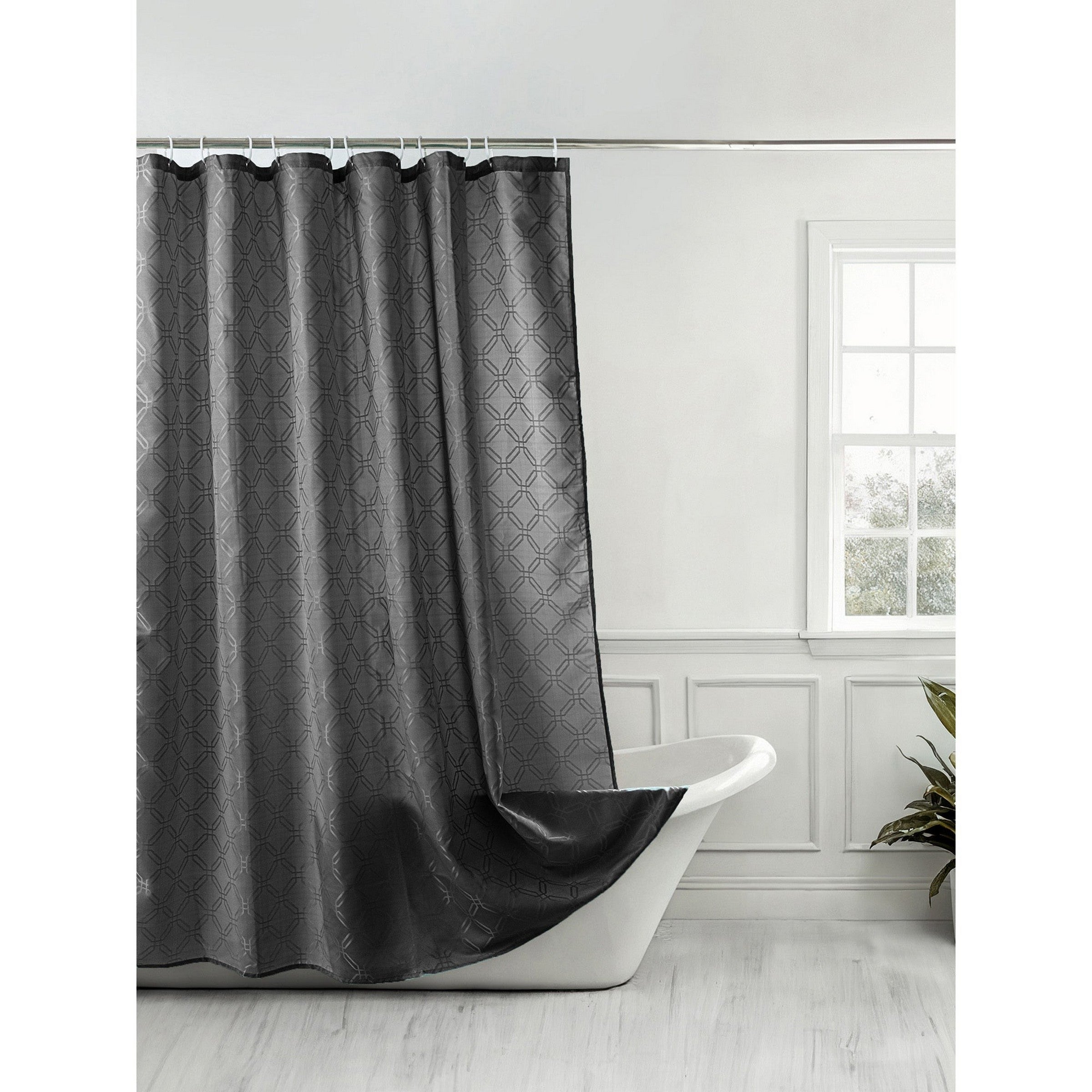Woven Solid Jacquard Shower Curtain 100% Polyester - Charcoal 70x72in