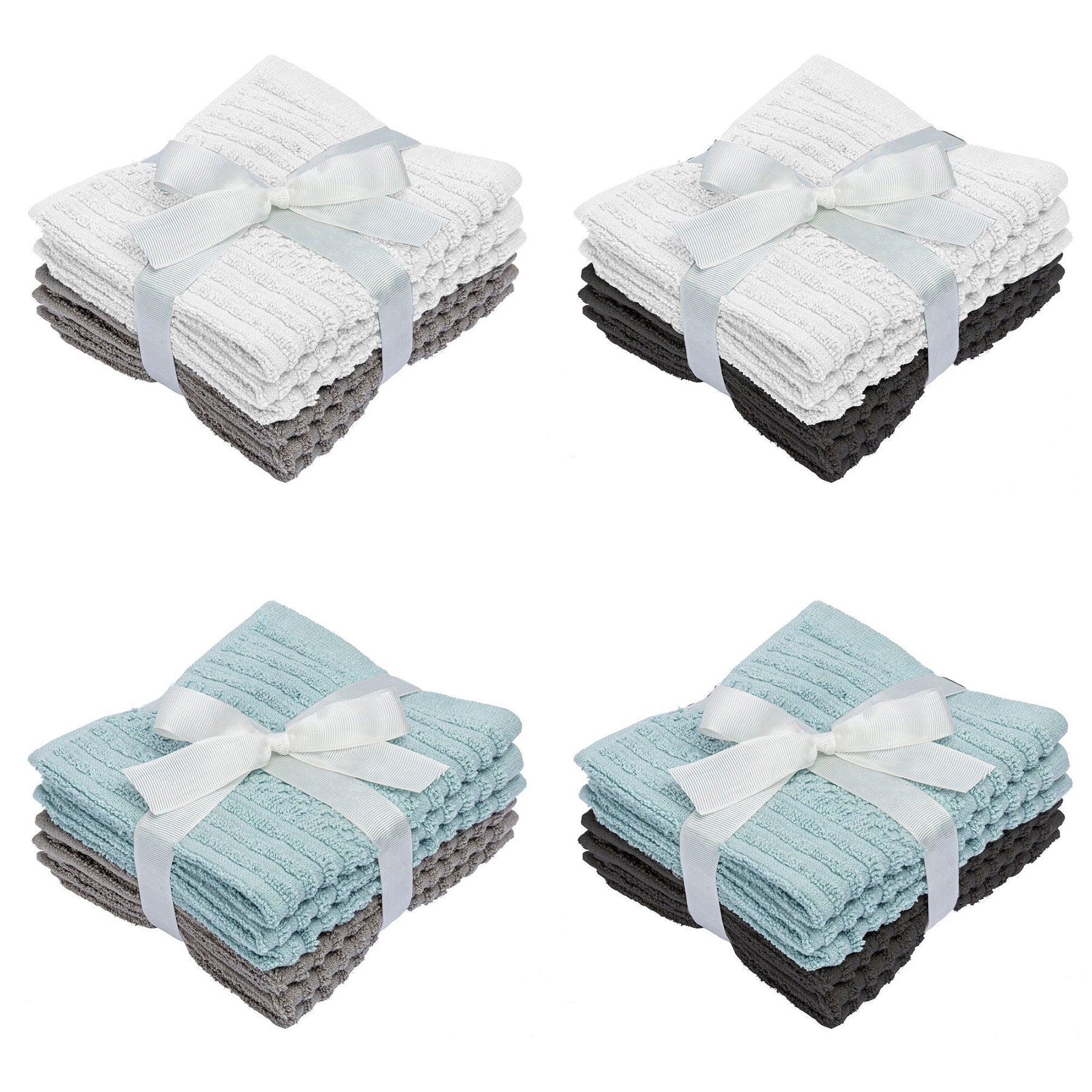 6 Woven Terry Textured Washcloths 80% Cotton/20% Polyester 12x12in VRT