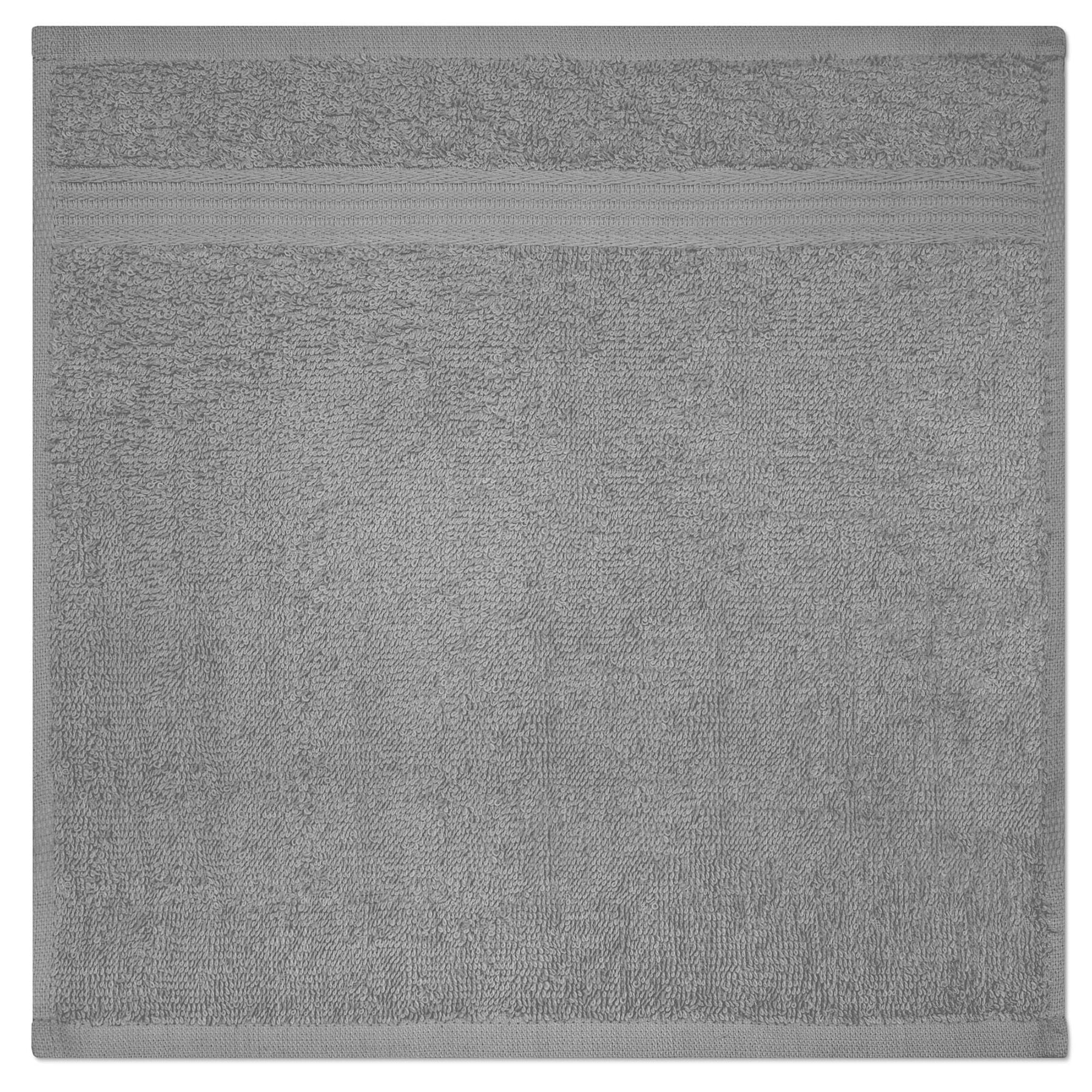 Allure Collection Dobby Border Washcloth 100% Cotton - Silver 13x13in