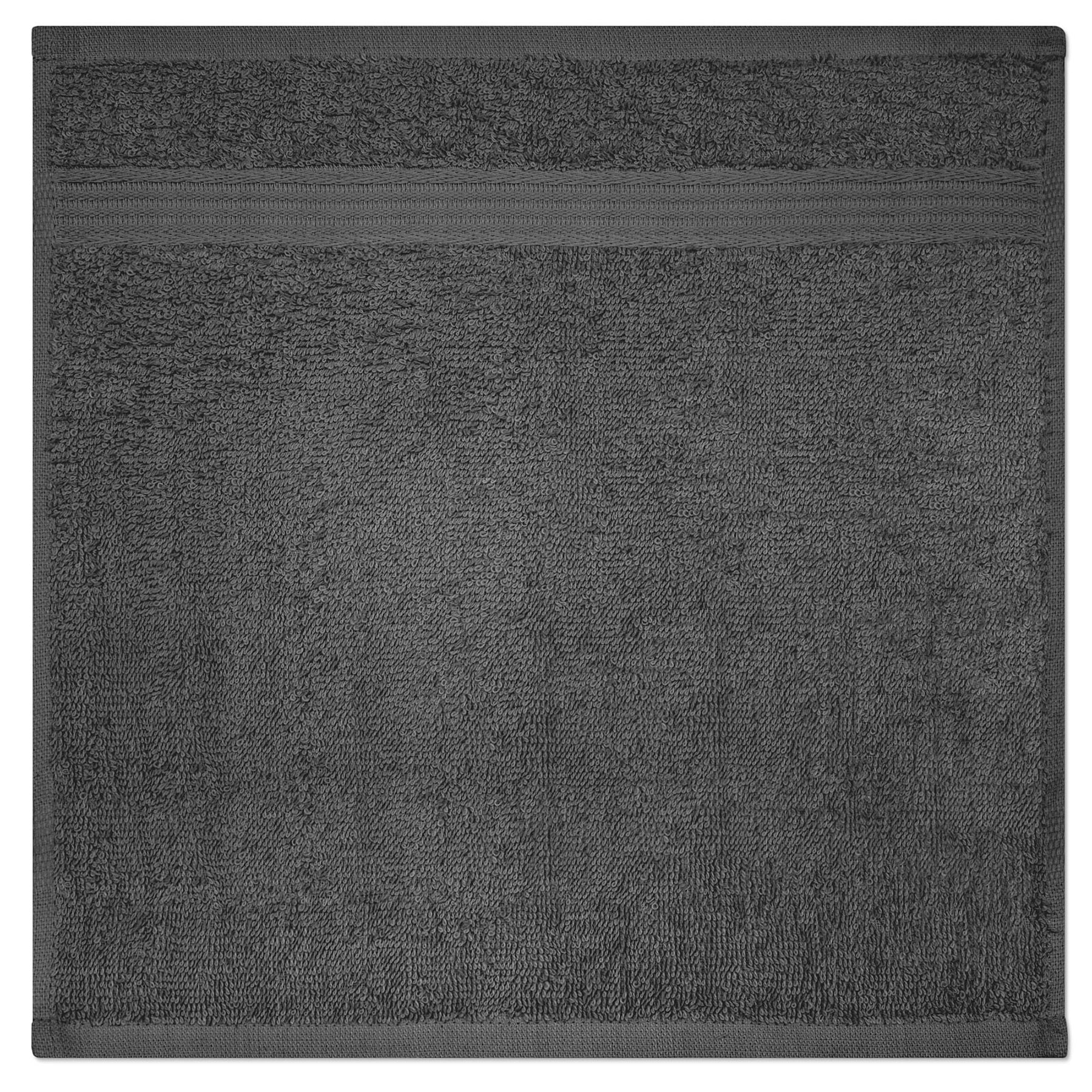 Allure Collection Dobby Border Washcloth 100% Cotton - Charcoal 13x13in