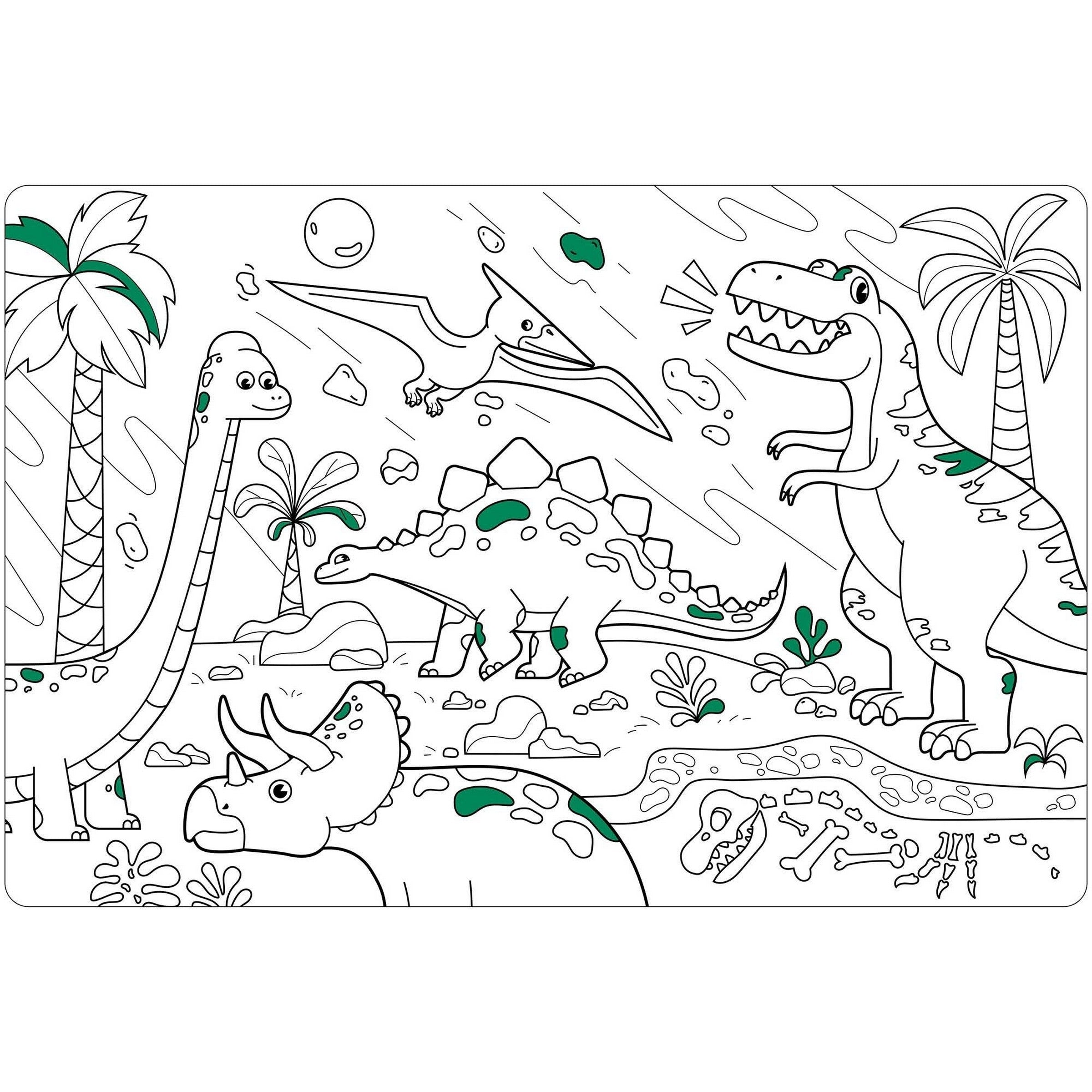 Color Me Placemat - 100% Polypropylene - Dinosaurs 12x18in