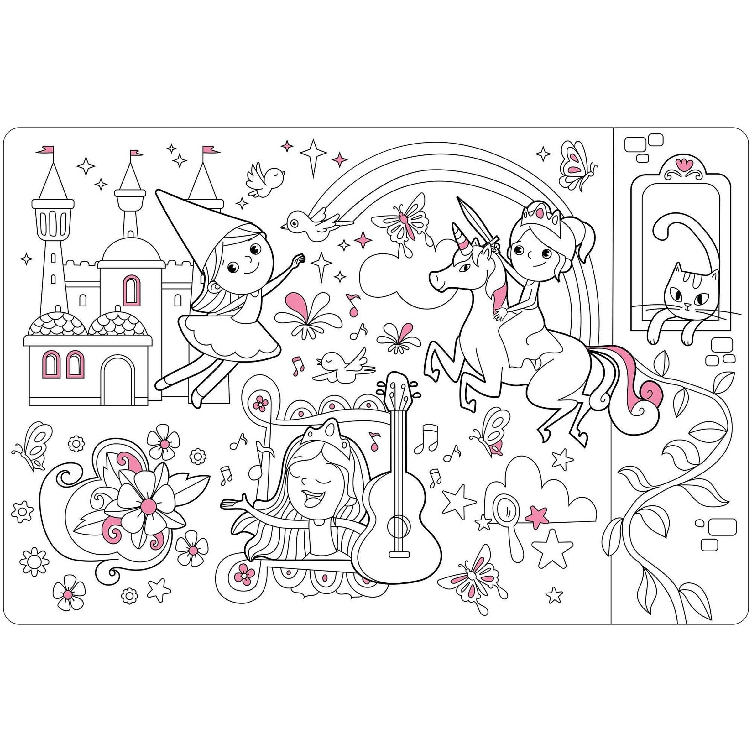 Color Me Placemat - 100% Polypropylene - Princesses 12x18in