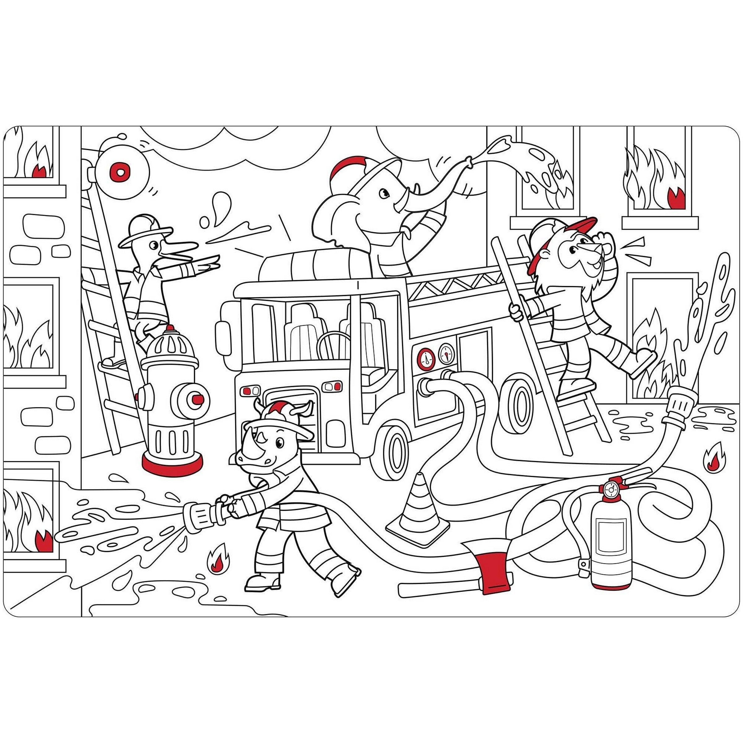 Color Me Placemat - 100% Polypropylene - Firefighters 12x18in