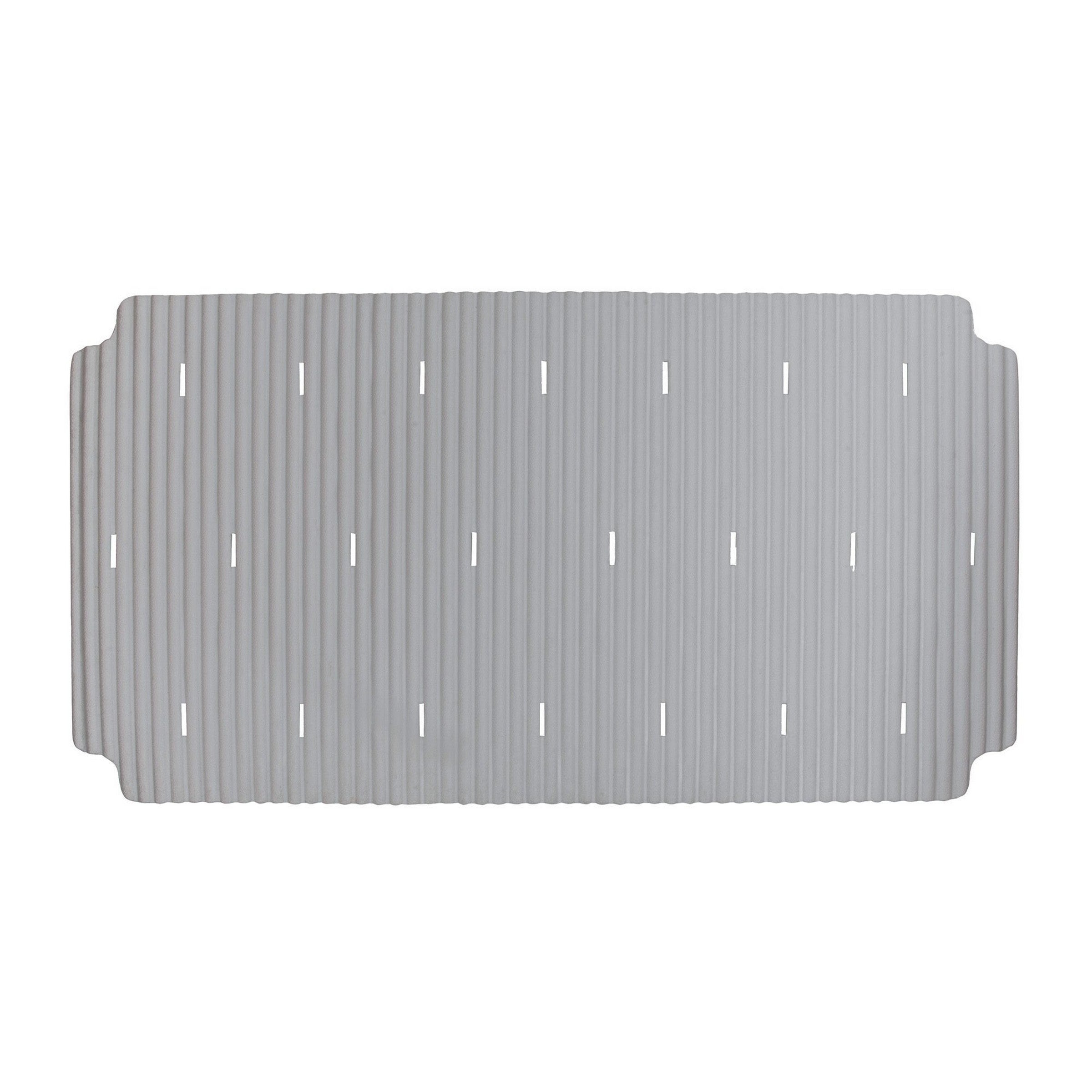 Heavy Weight Ribbed Textured Tub Mat 100% TPE - Light Grey 14x27in