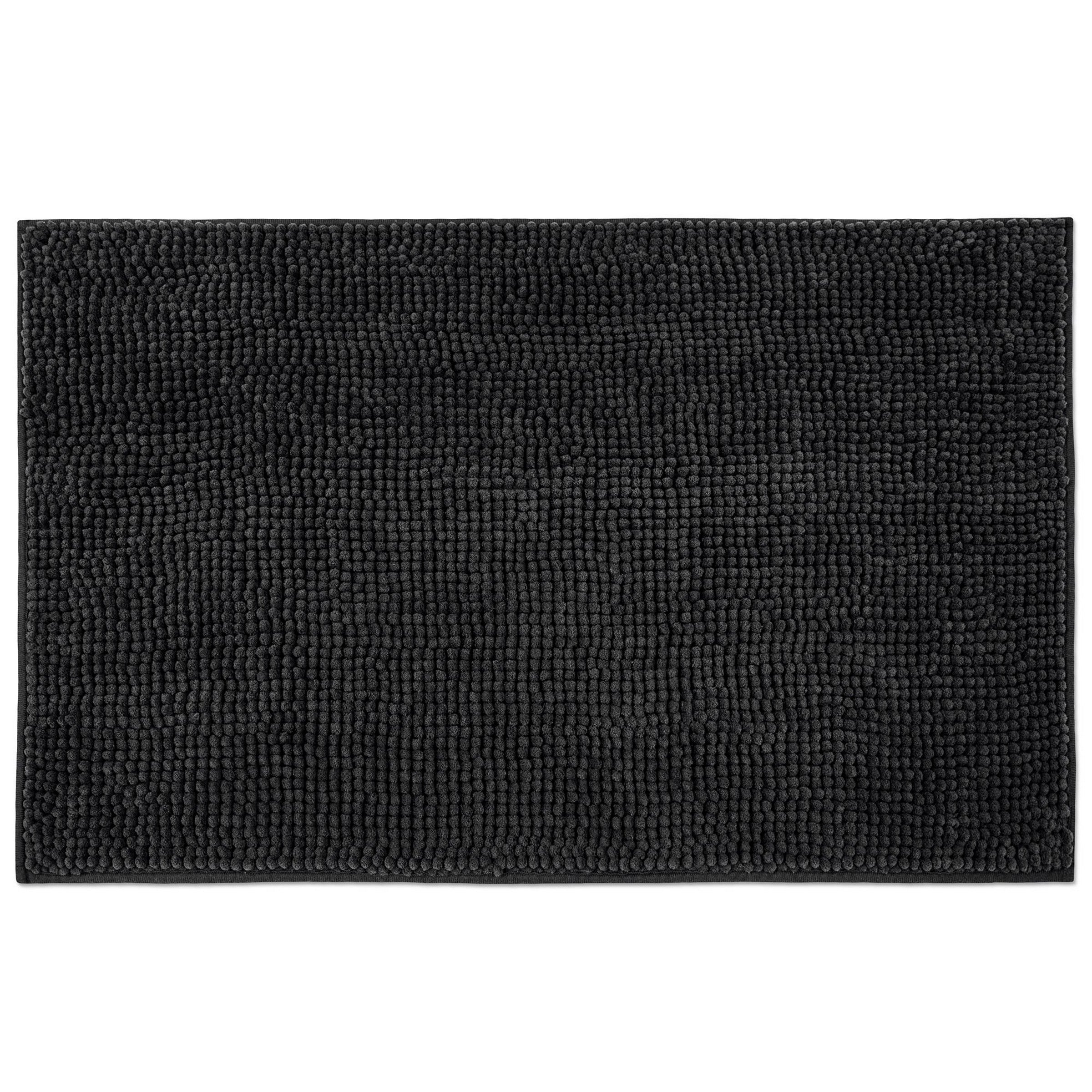Woven Chenille Bath Mat 100% Polyester/ Latex - Black 19x29in