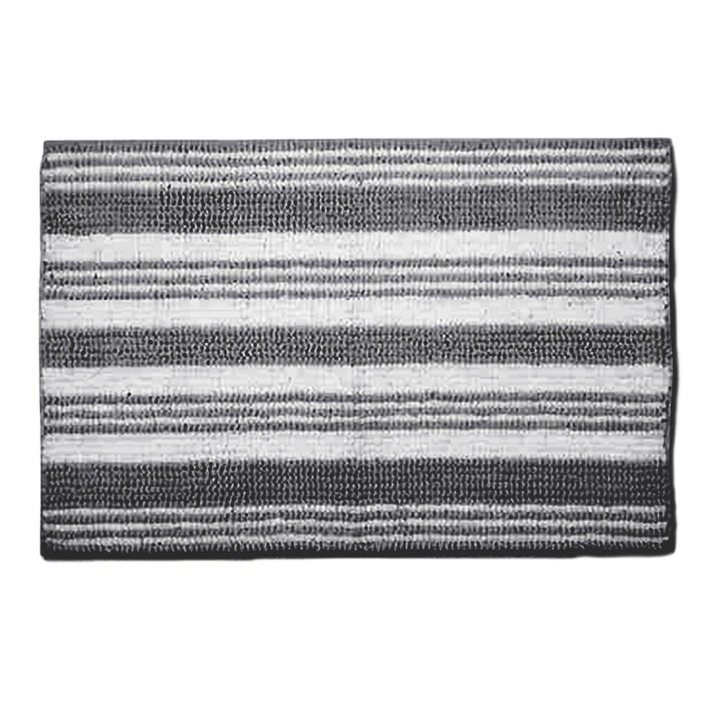 Woven Chenille Stripe Bath Mat 100% Polyester/Back 100% Rubber - Charcoal 18x30in