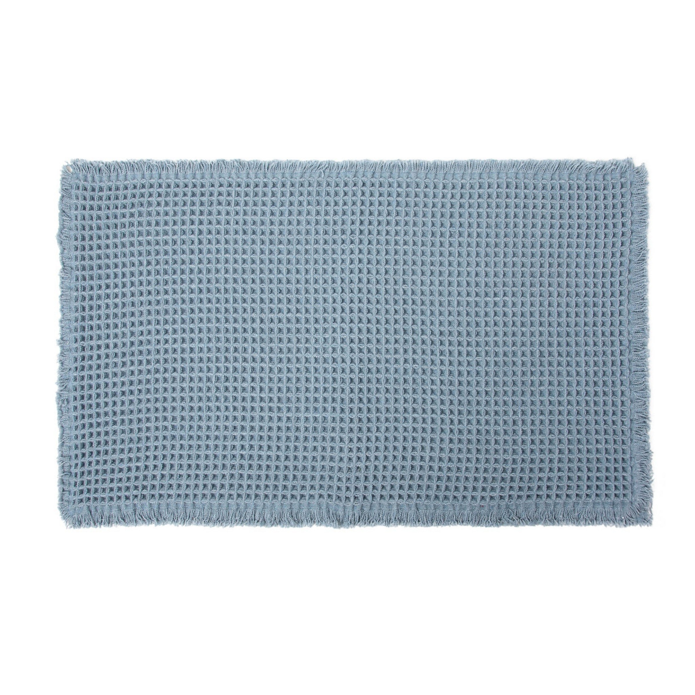 Woven Anti-slip Waffle Bath Mat 100% Polyester/Back 100% Rubber - Denim 18x30in