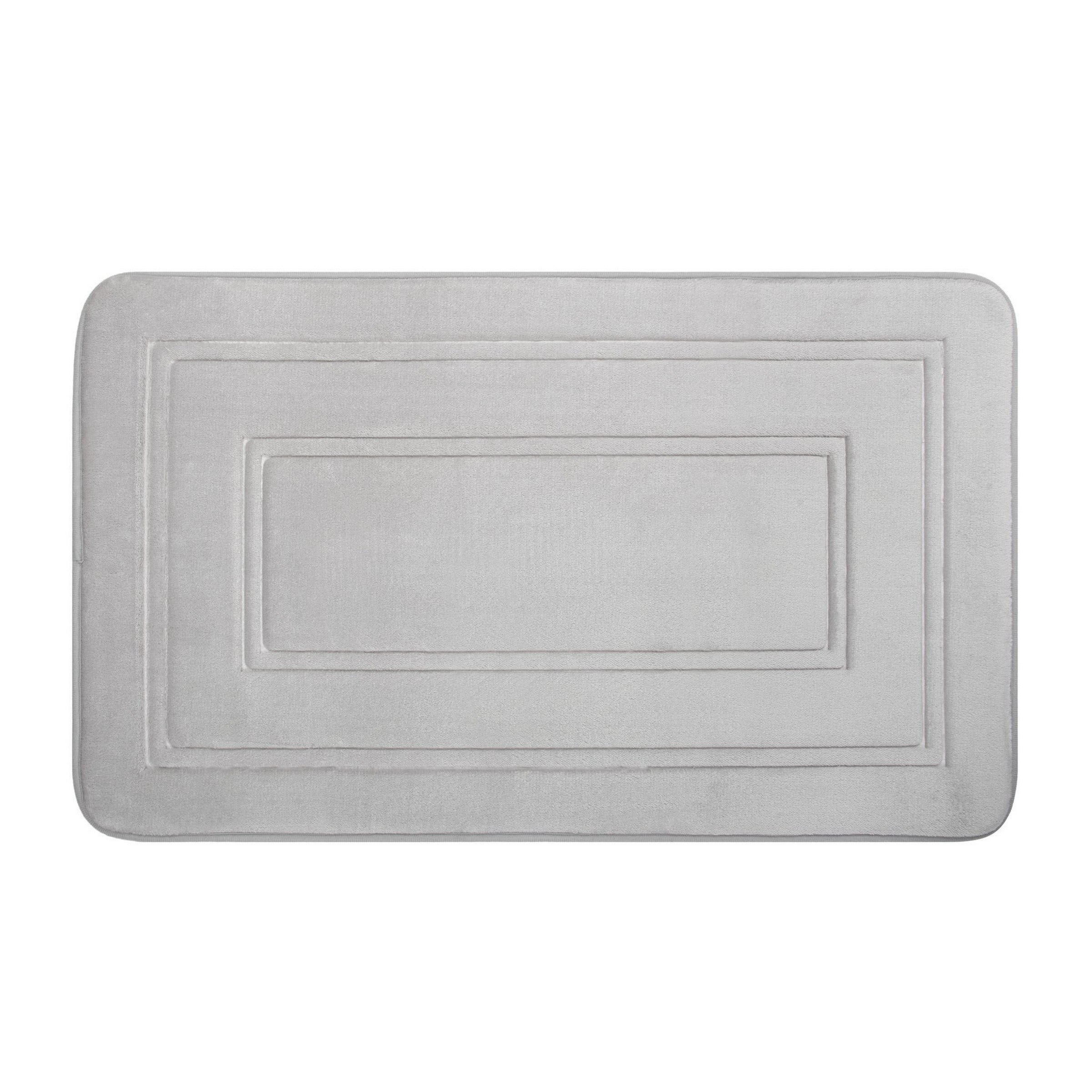 Woven Memory Foam Bath Mat - Polyester/PVC - Light Grey 18x30in