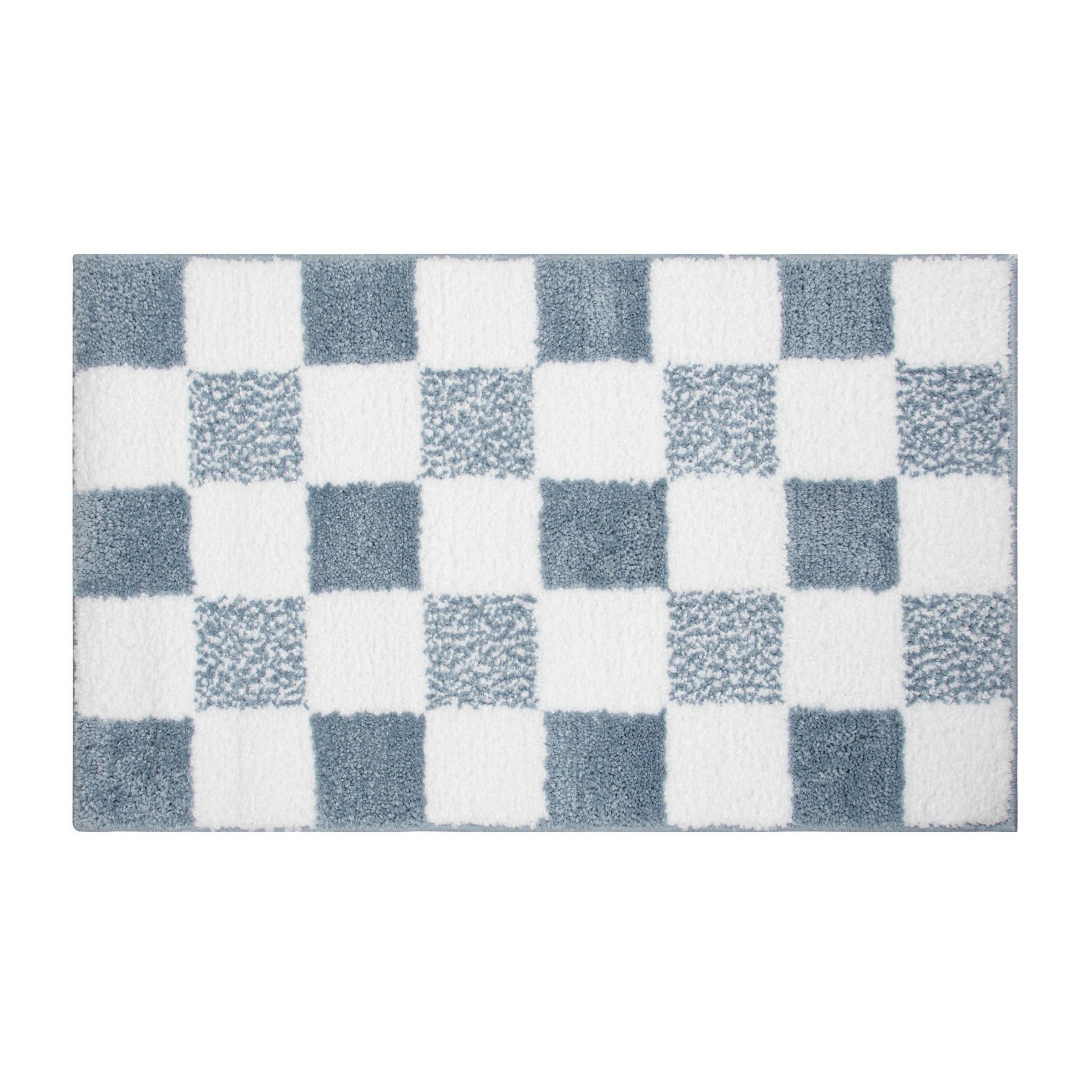 Woven Checker Bath Mat 100% Polyester/Back 100% Rubber - Denim 18x30in