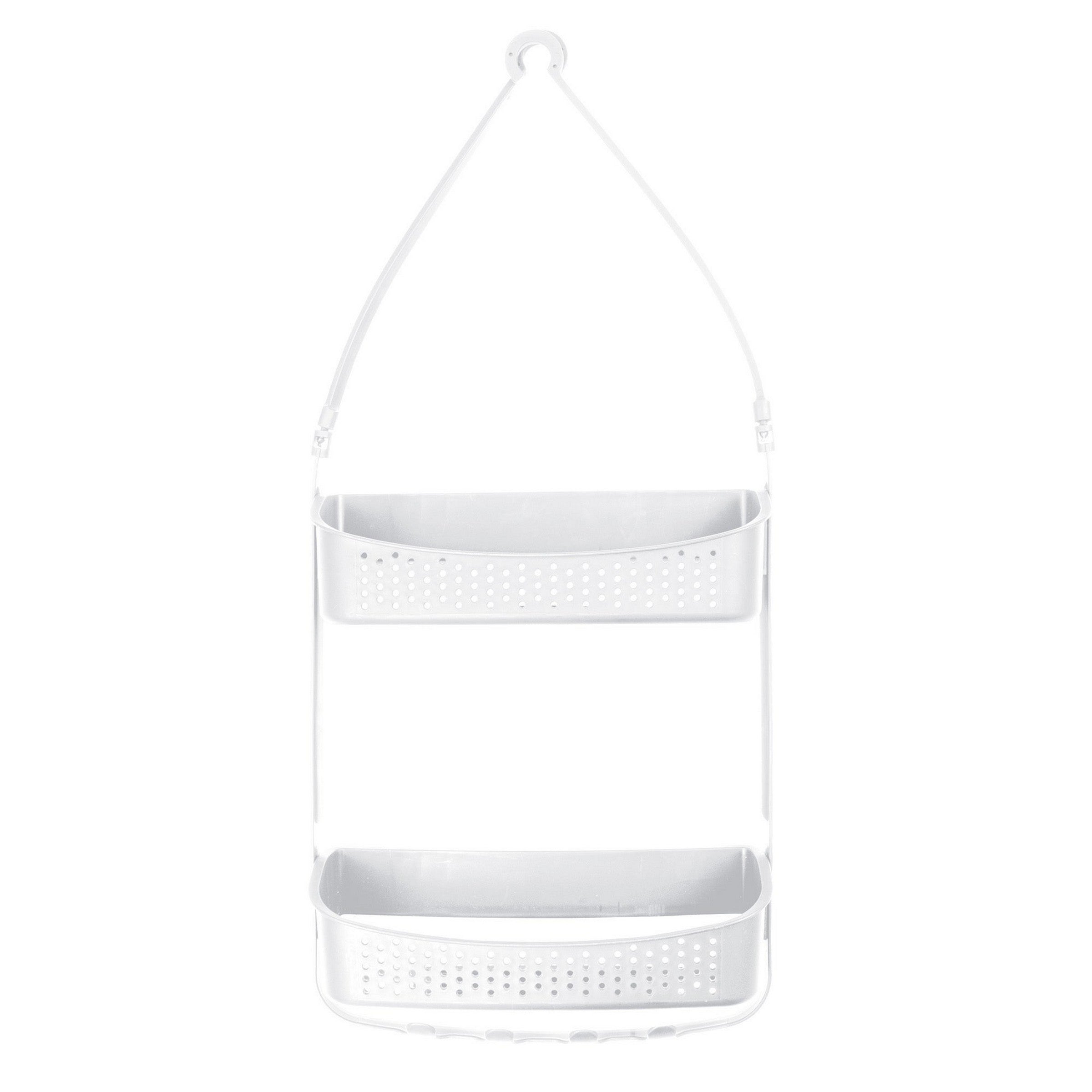 Double Suspended Plastic Shower Caddy - White 12x28in
