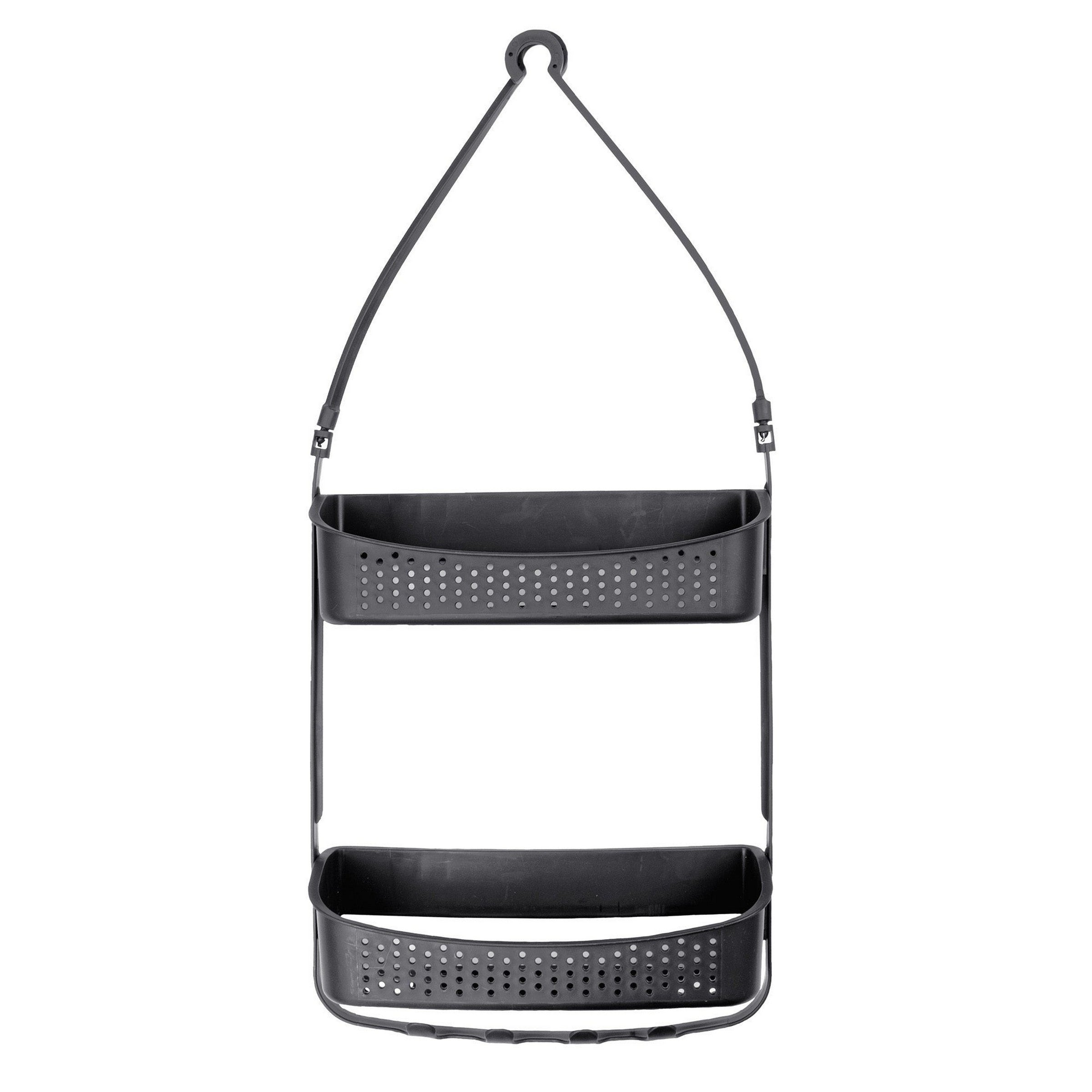 Double Suspended Plastic Shower Caddy - Charcoal 12x28in