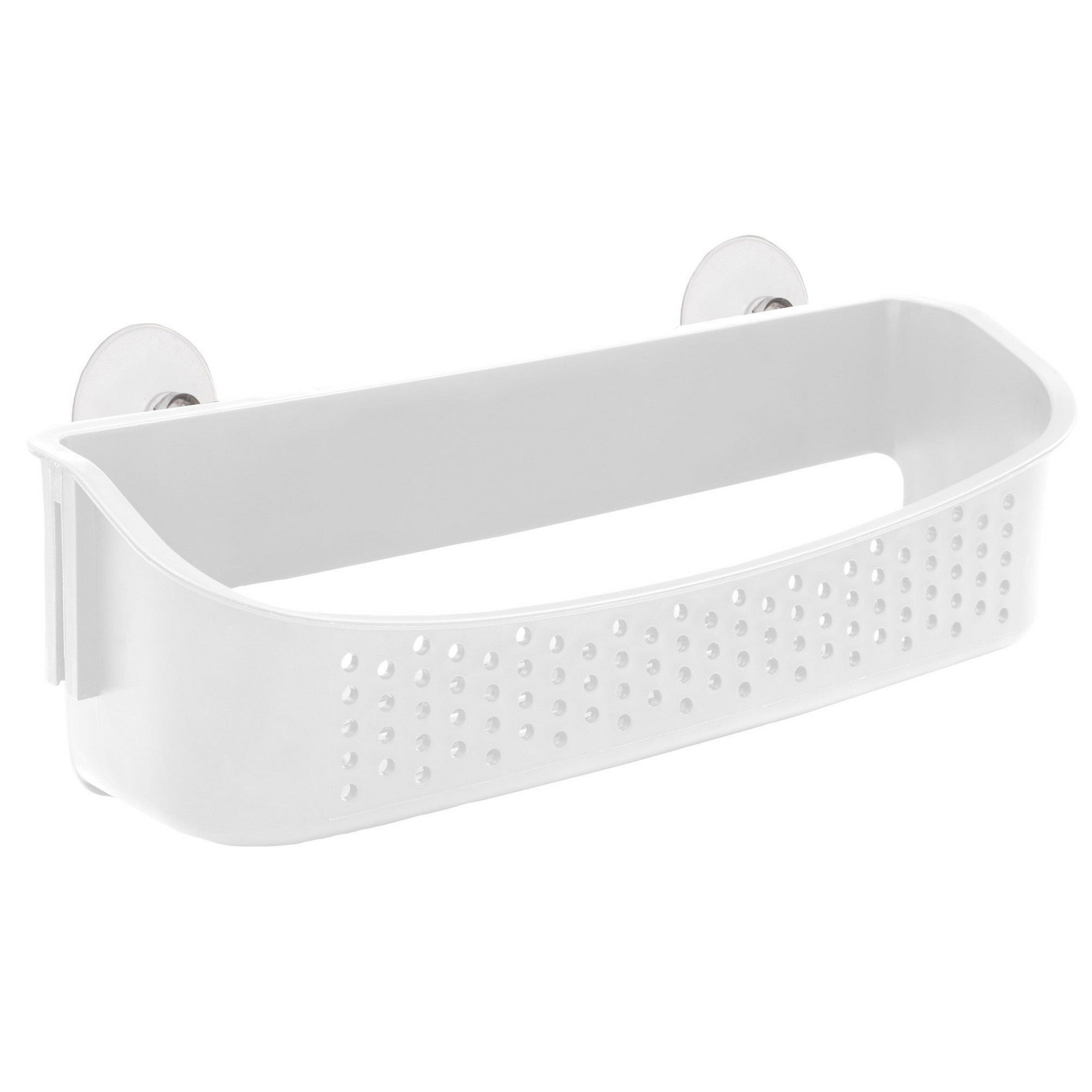 Plastic Shower Caddy with Suction Cups - White 12x3.5in