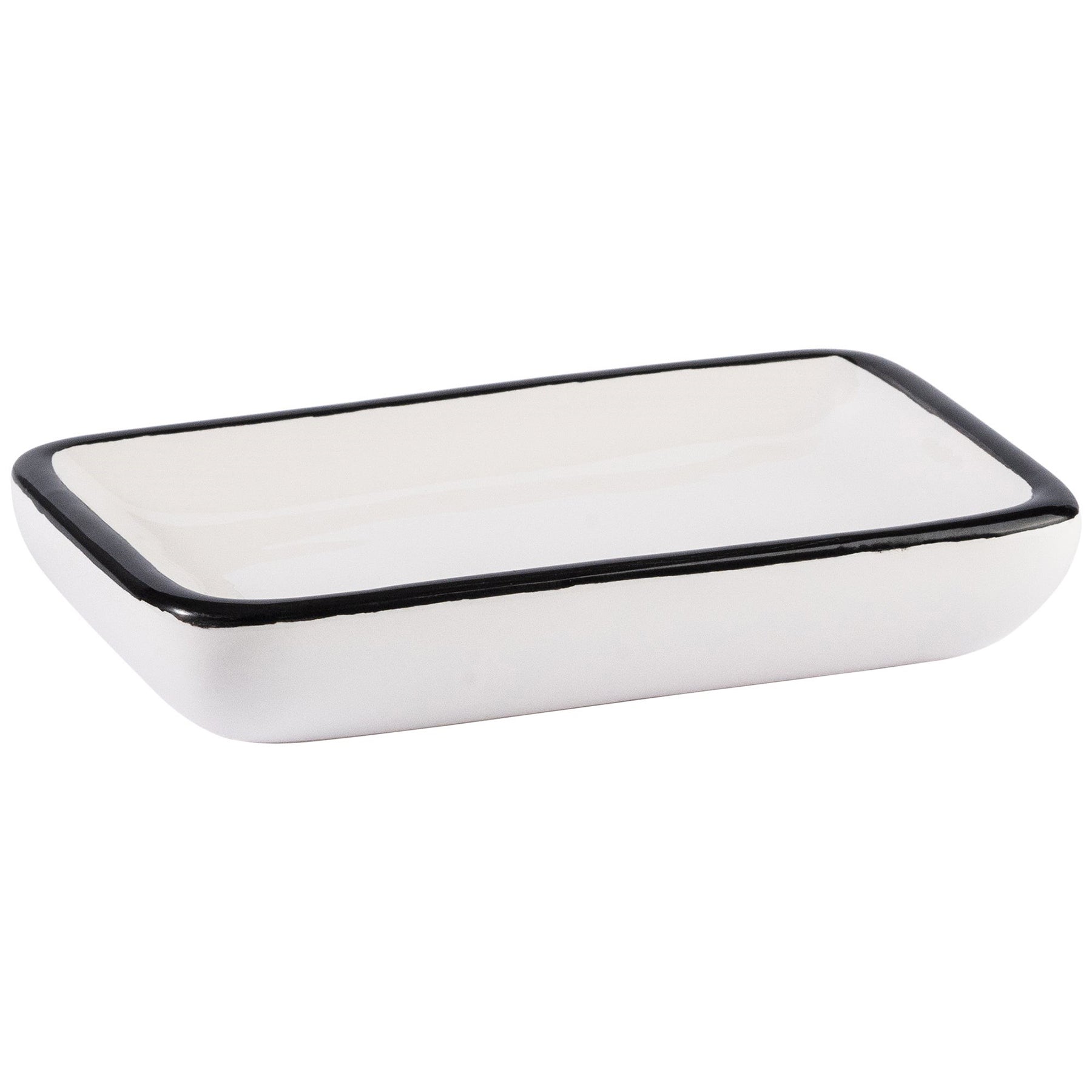 Retro Ceramic Soap Dish - White and Black 5x3.25x0.8in