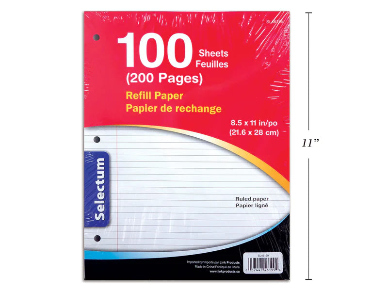 Selectum 100 Ruled Refill Sheets 8.5x11in